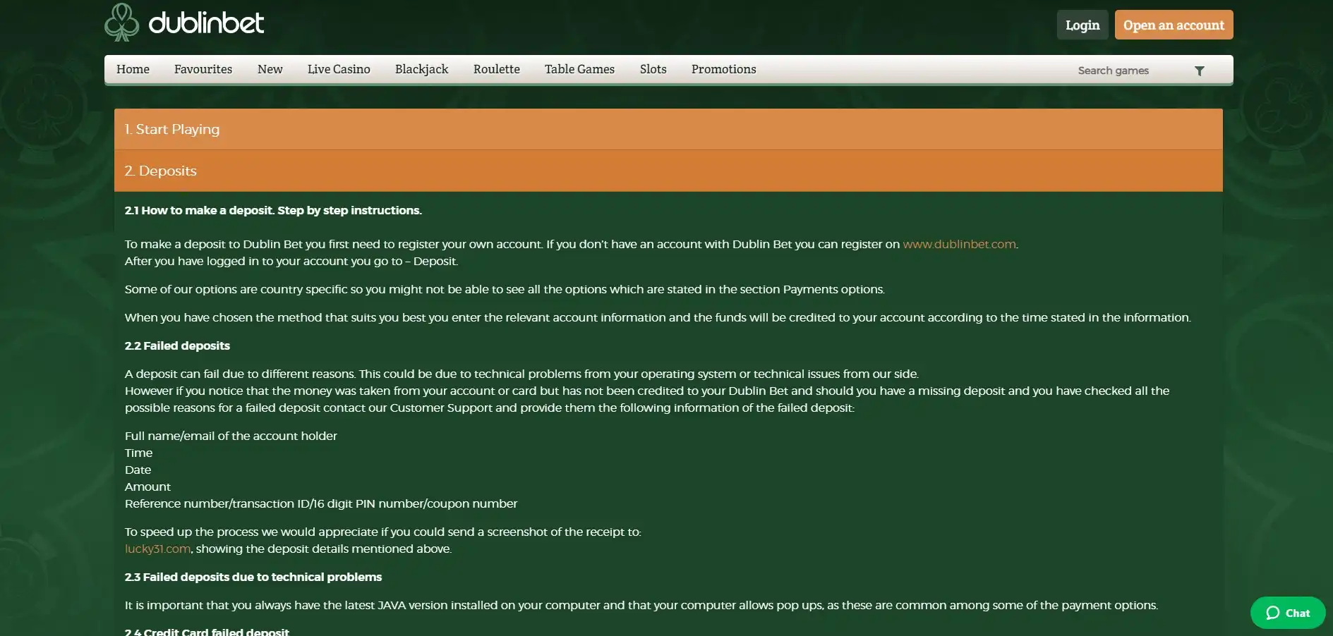 Dublinbet Casino Payment Methods