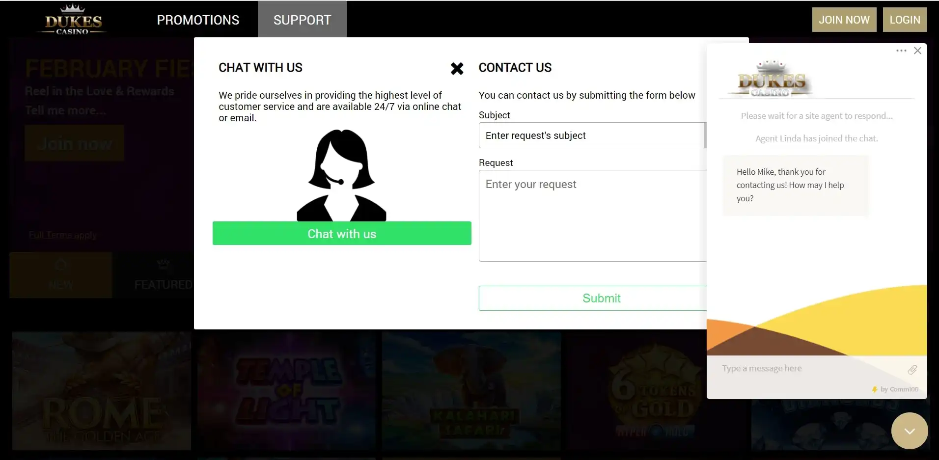 Dukes Casino Support