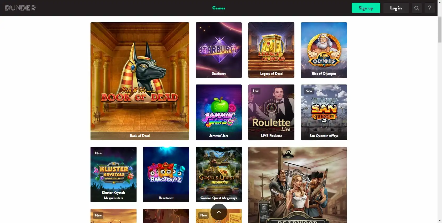 Dunder Casino Games