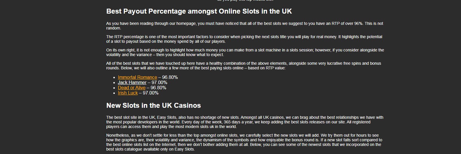 Easy Slots Casino Payment Methods