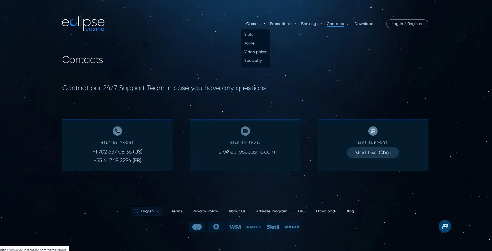 Eclipse Casino Support