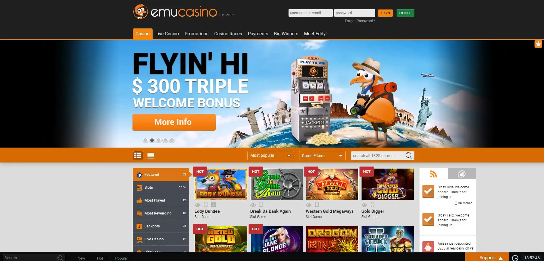 Emu Casino Games