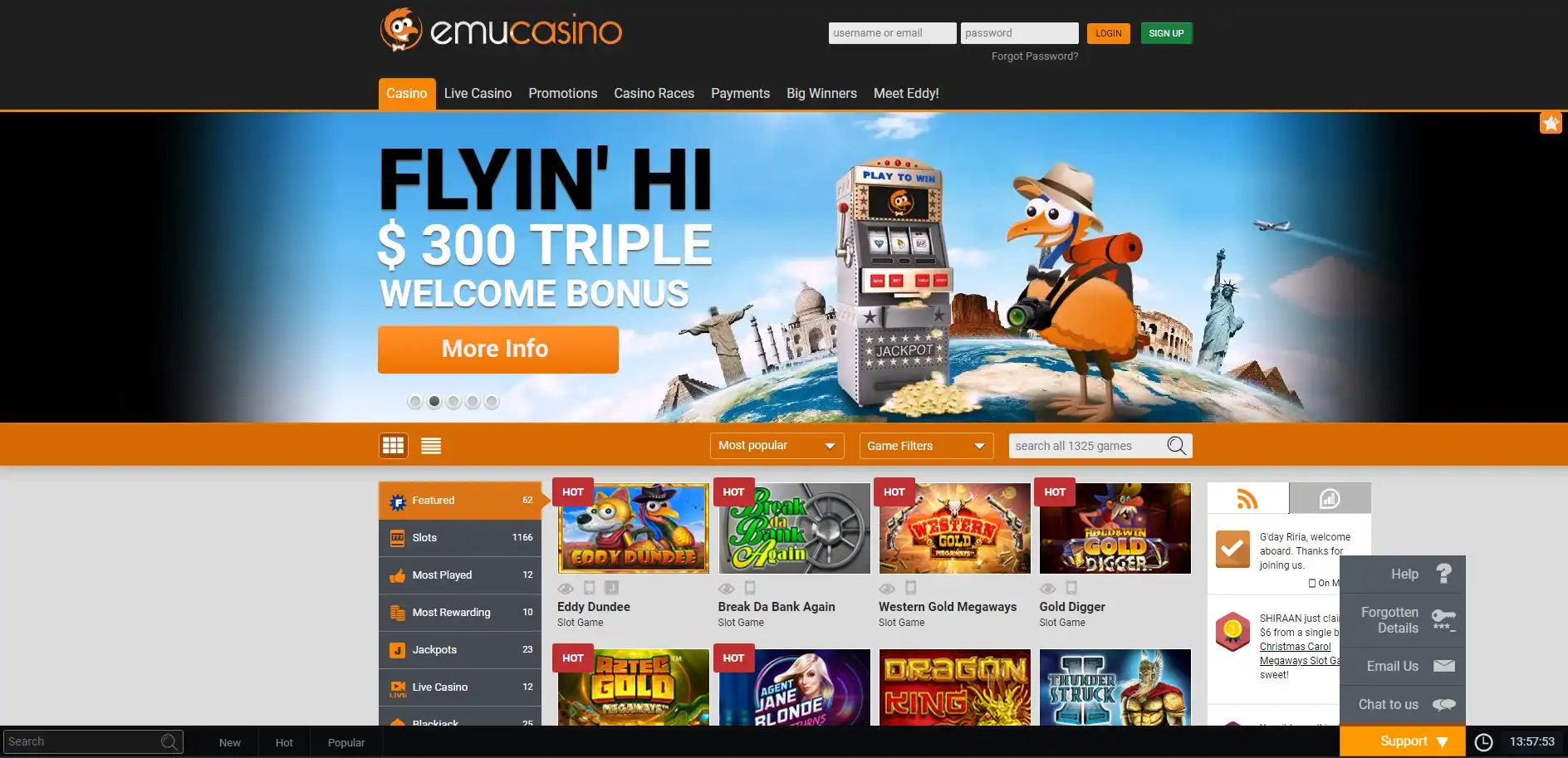 Emu Casino Support