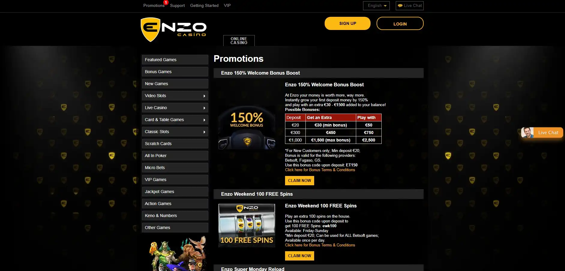 EnzoCasino No Deposit Bonus