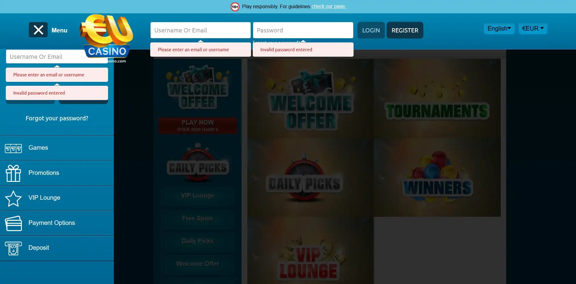 EUCasino Login