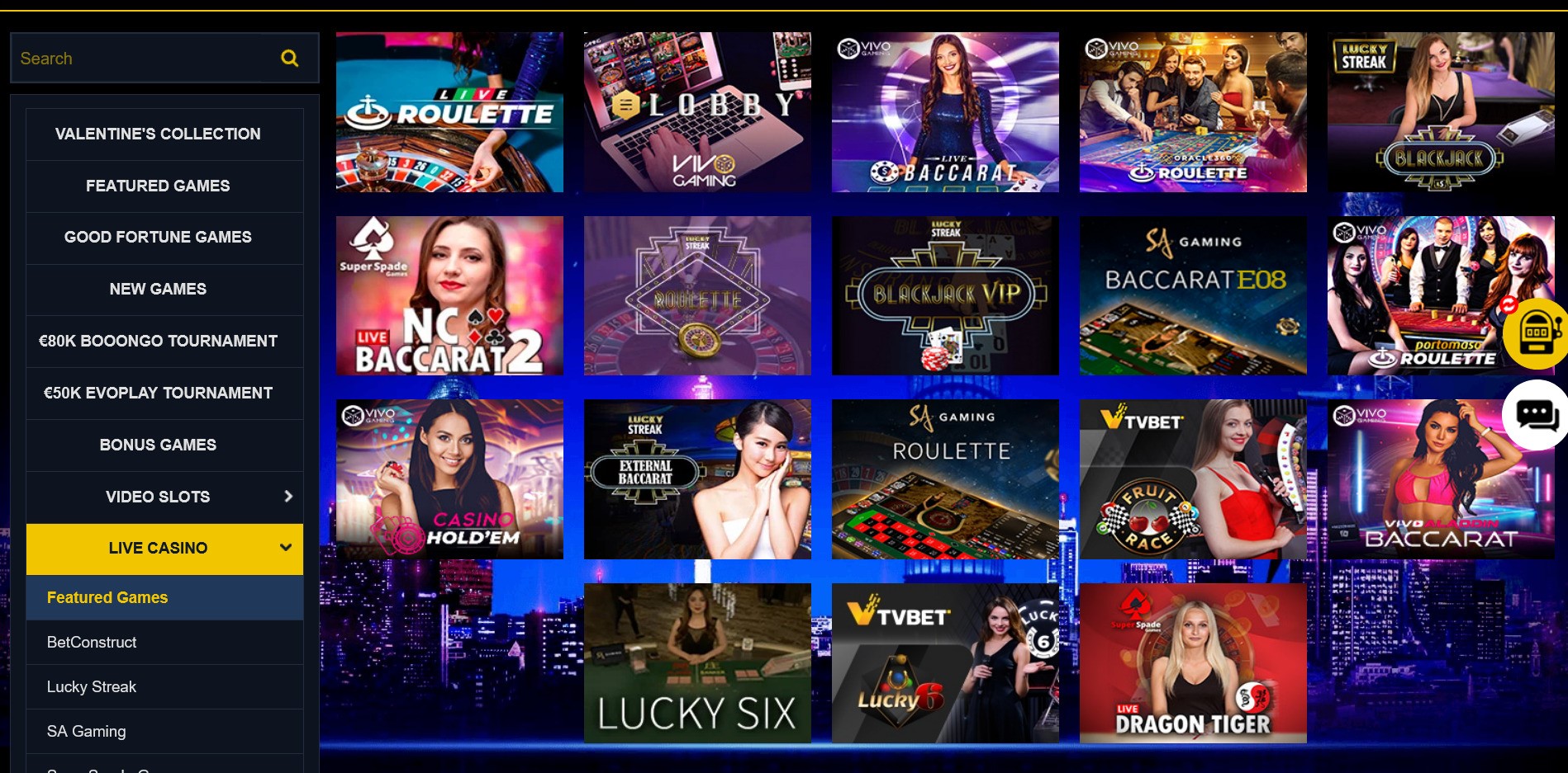 Euromoon Casino Live Dealer Games