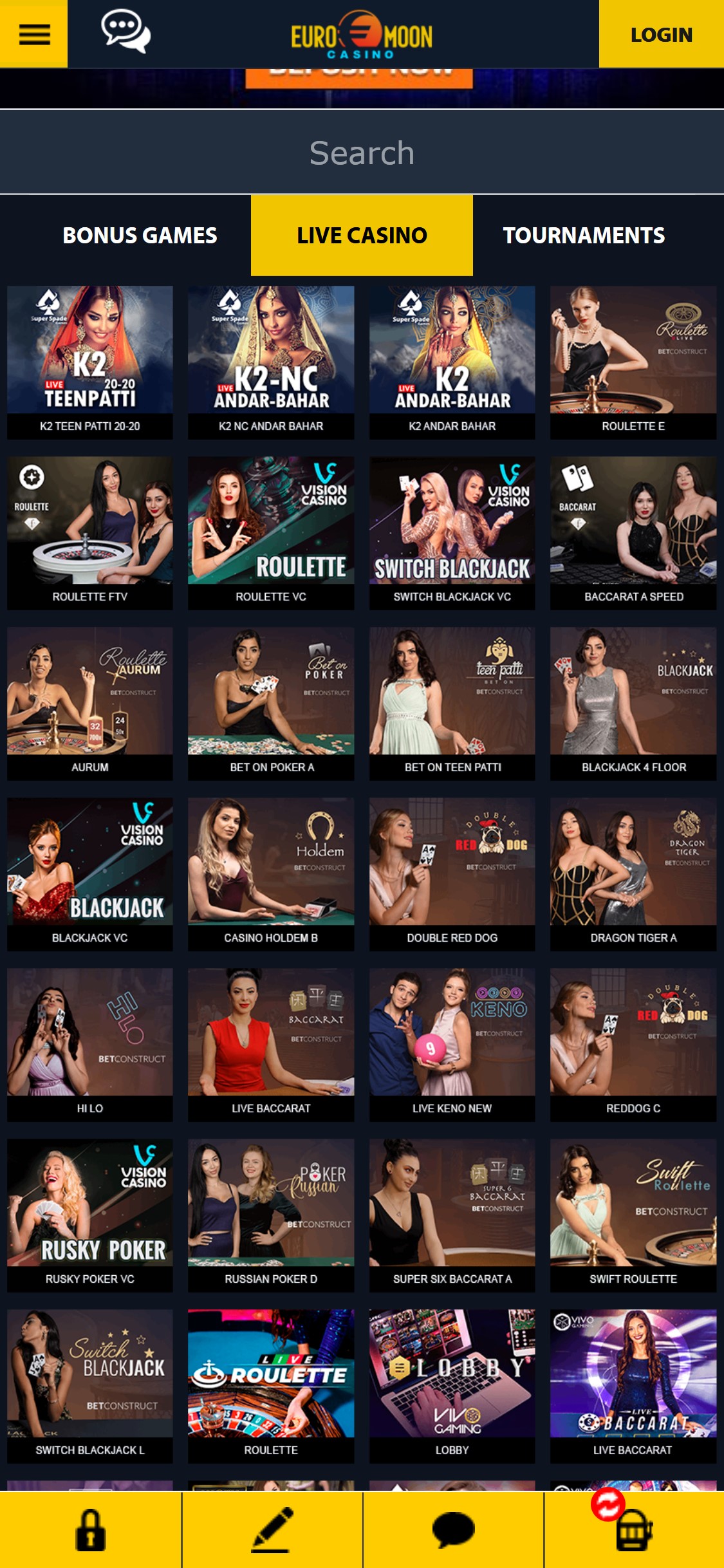 Euromoon Casino Mobile Live Dealer Games Review