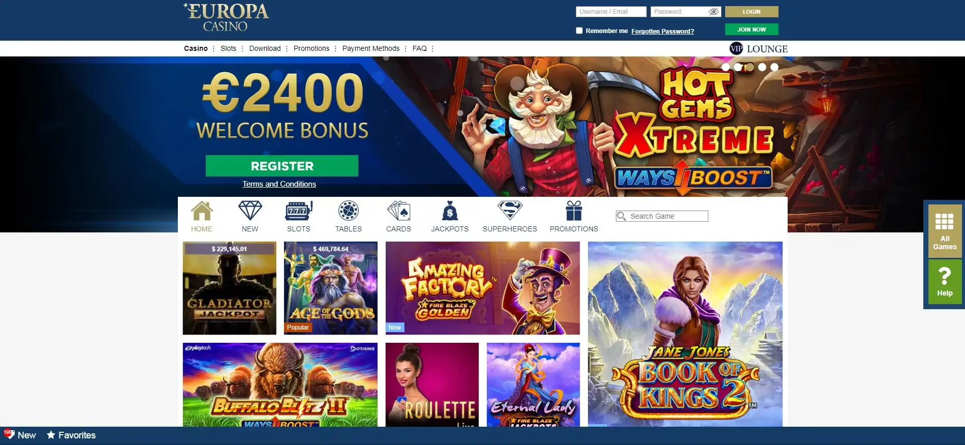 Europa Casino Games