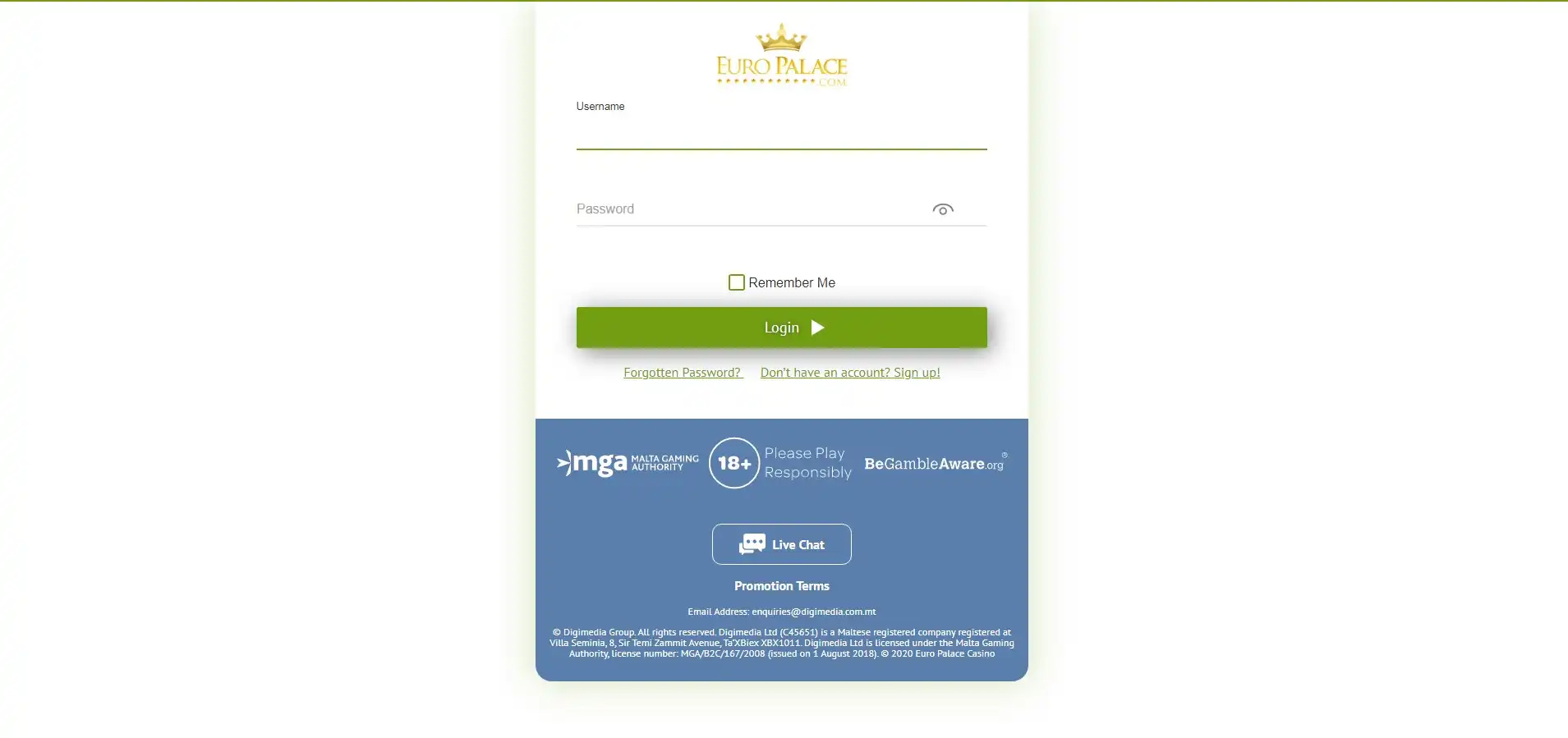 Euro Palace Casino Login