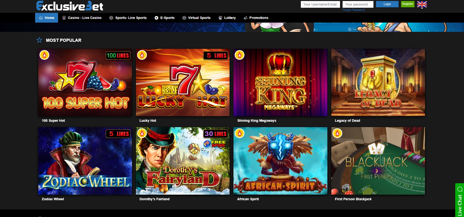 ExclusiveBet Casino Games