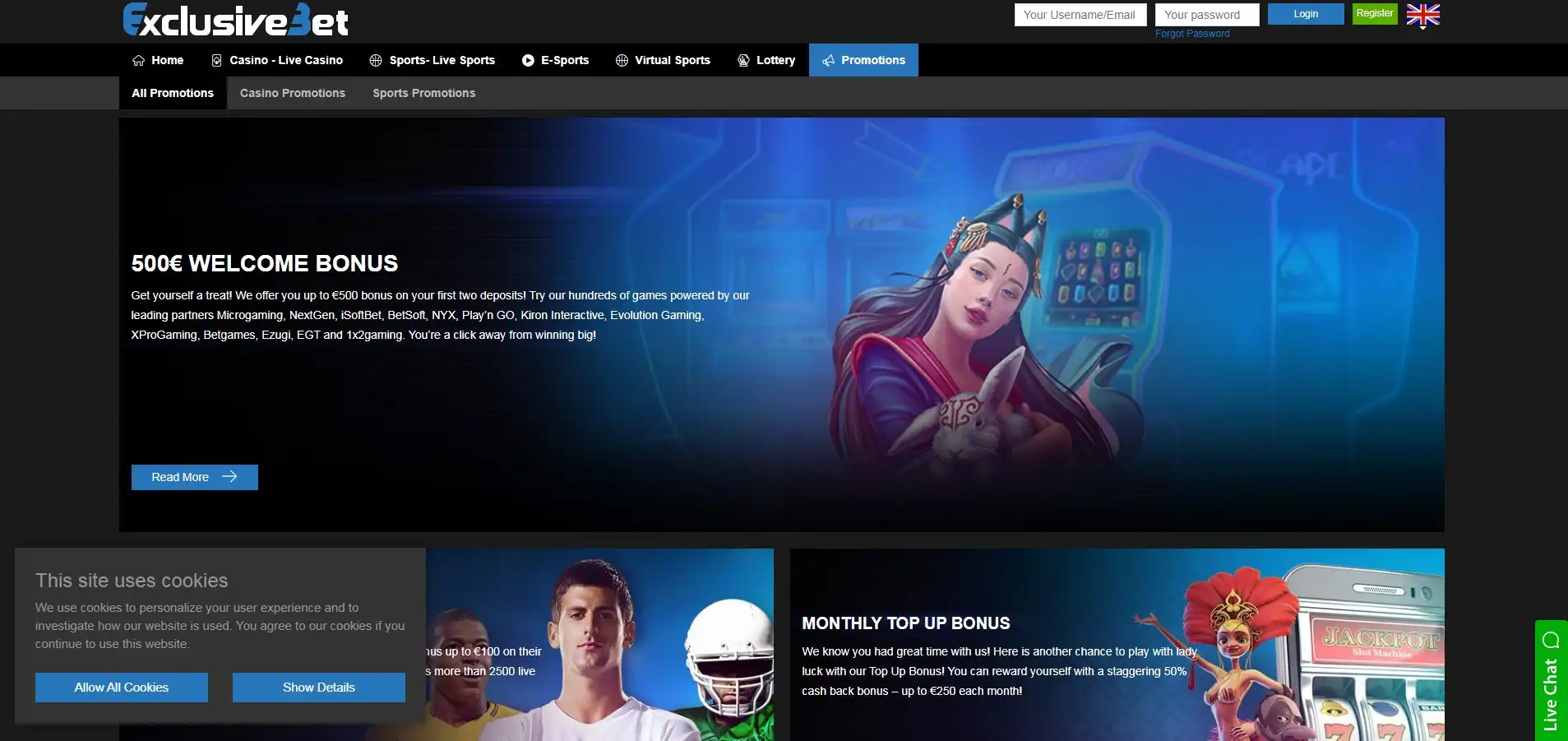 ExclusiveBet Casino Login