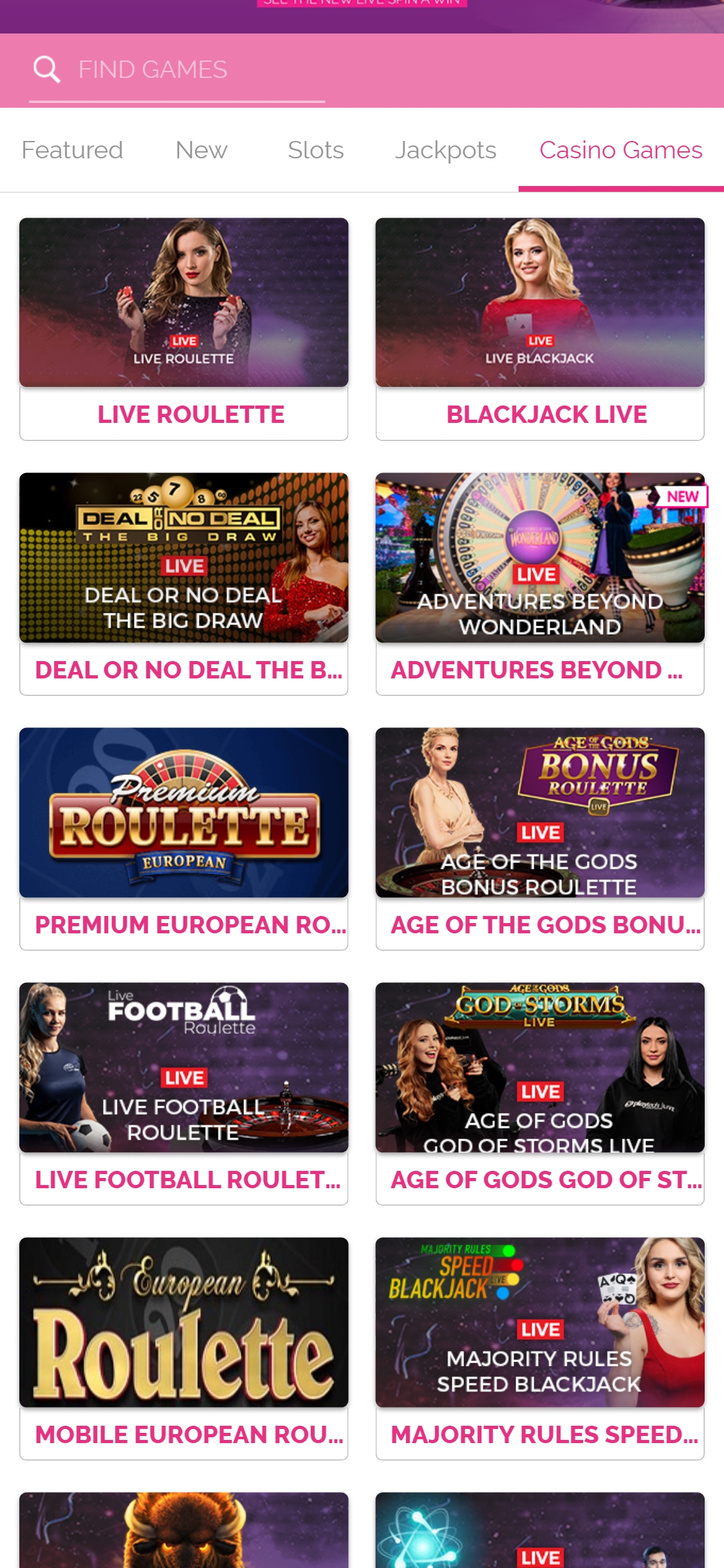 Fabulous Bingo Casino Mobile Live Dealer Games Review