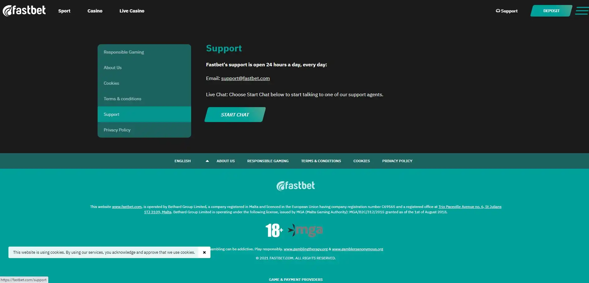 Fastbet Casino Support