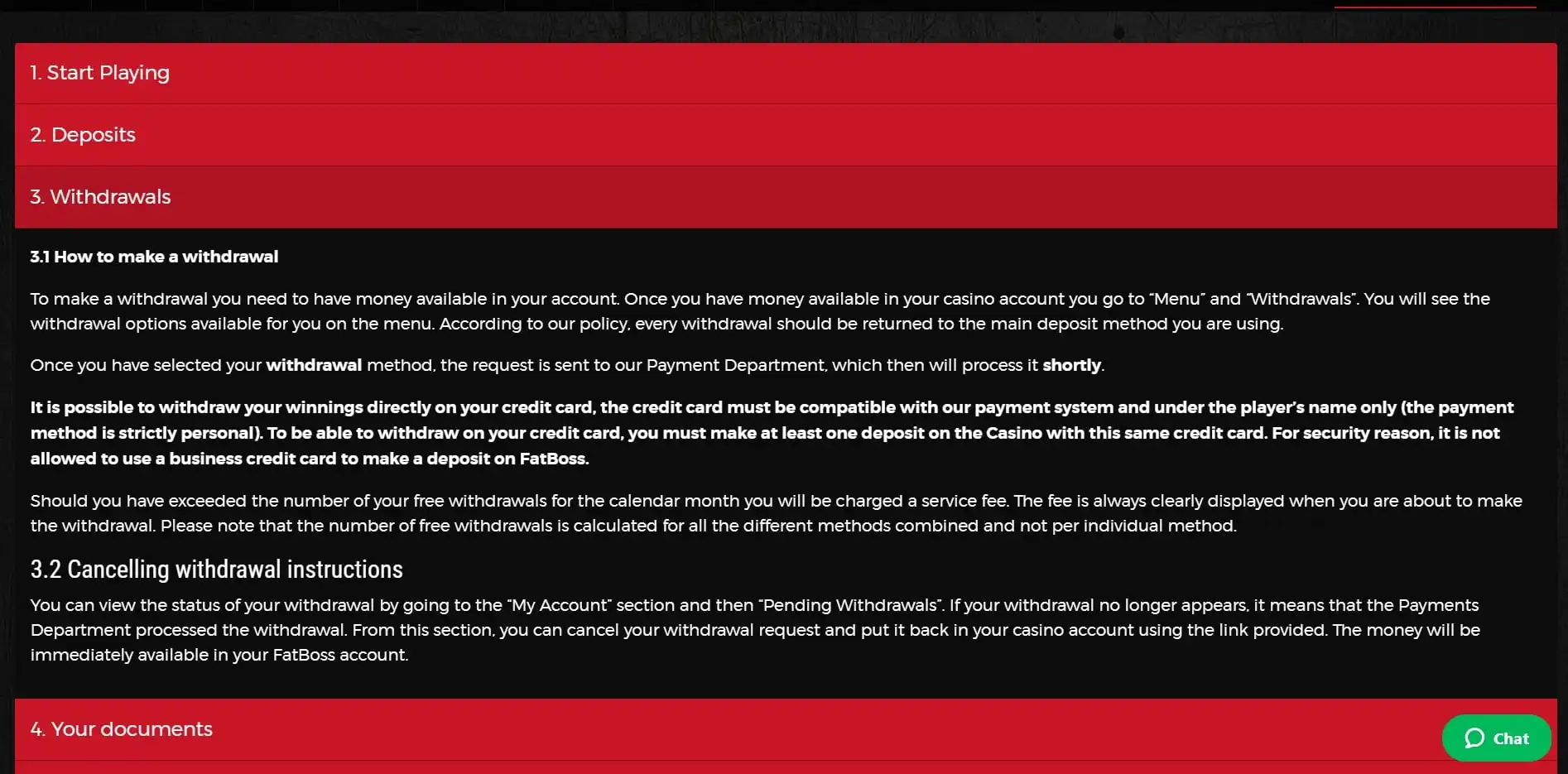 FatBoss Casino Payment Methods