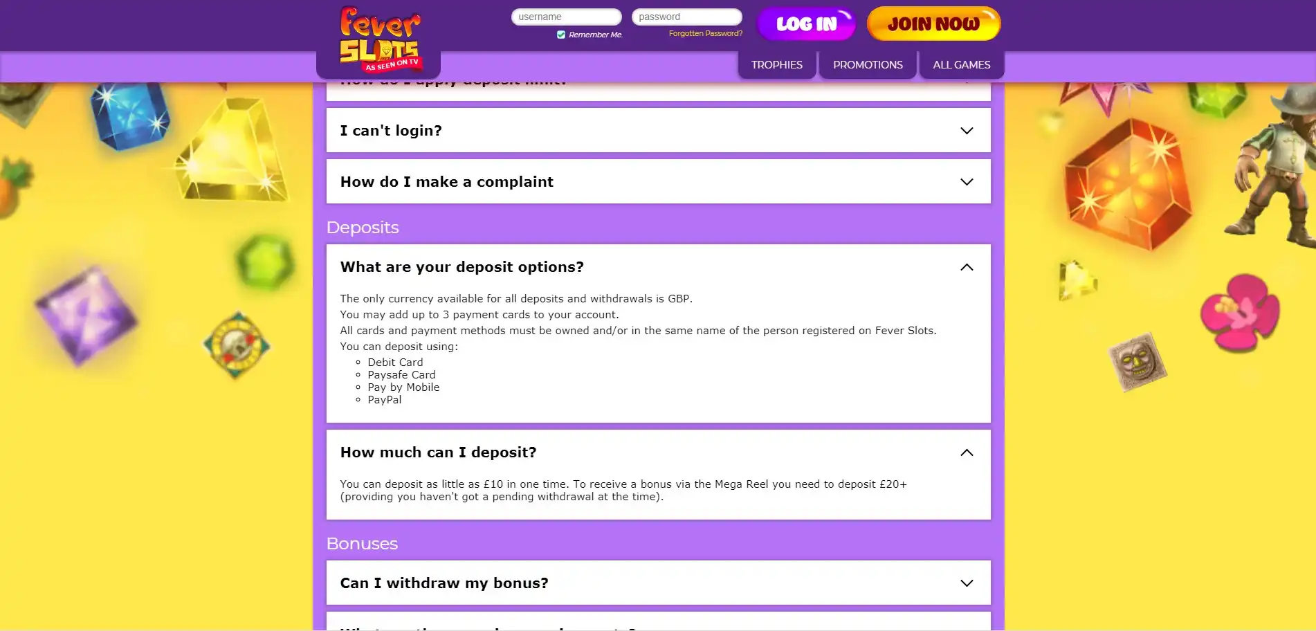 Fever Slots Casino Payment Methods
