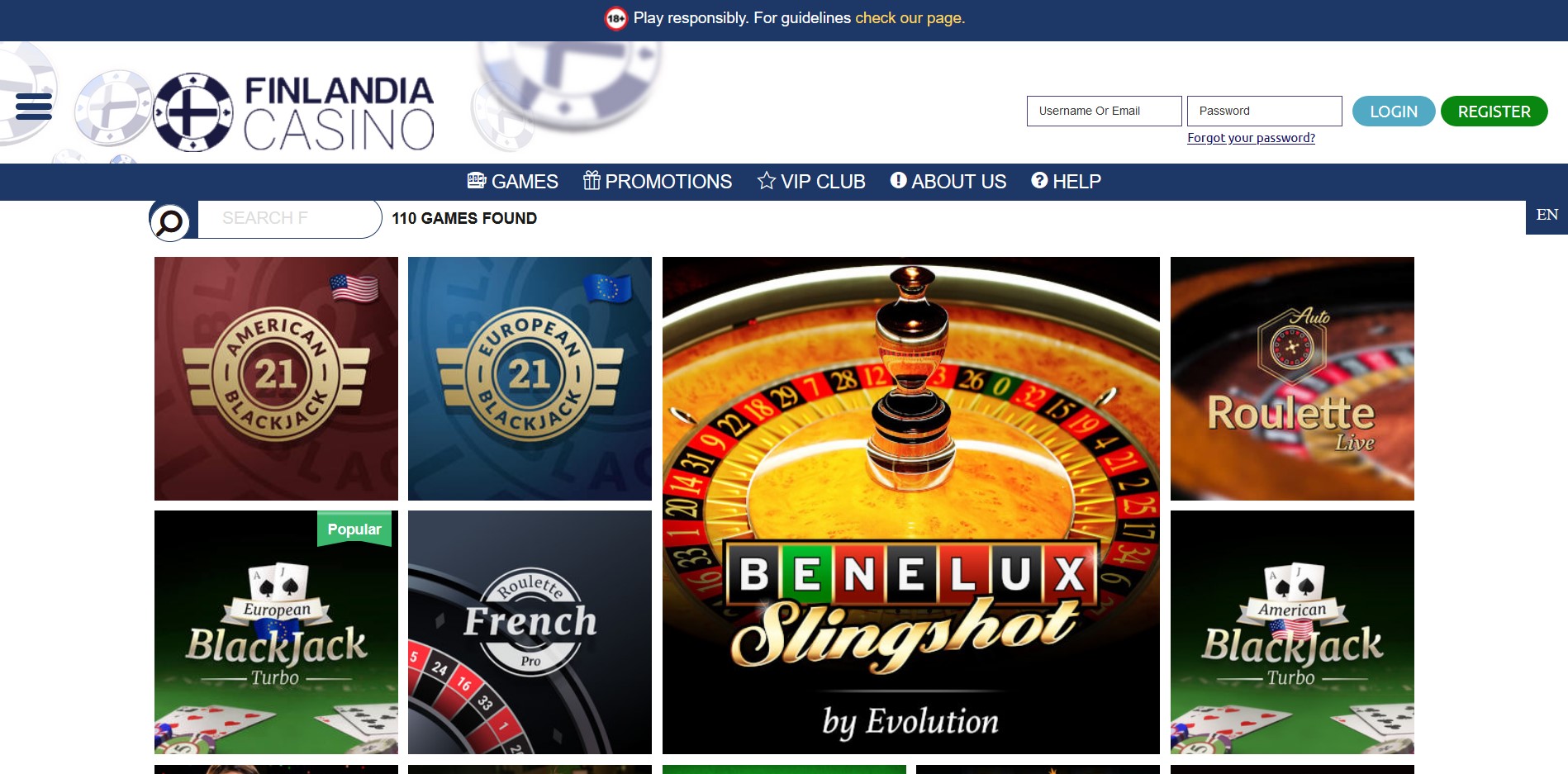 Finlandia Casino Live Dealer Games