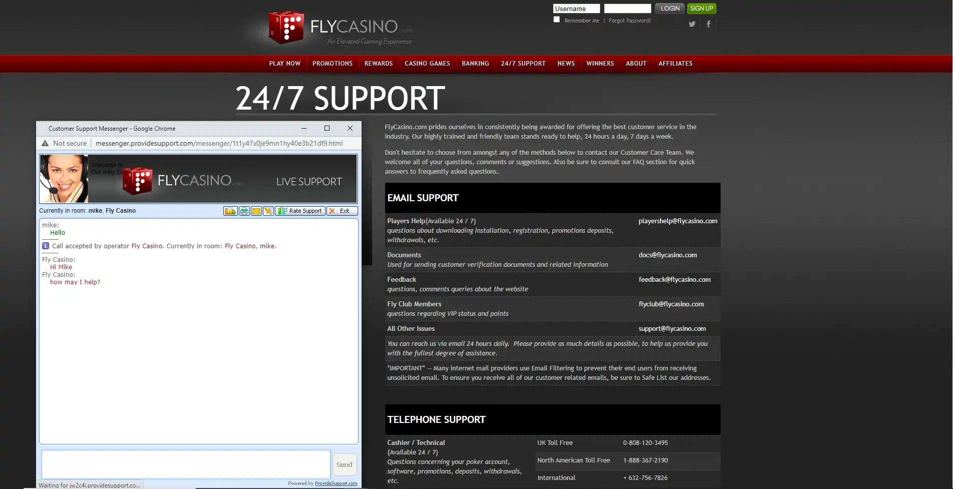 Fly Casino Support