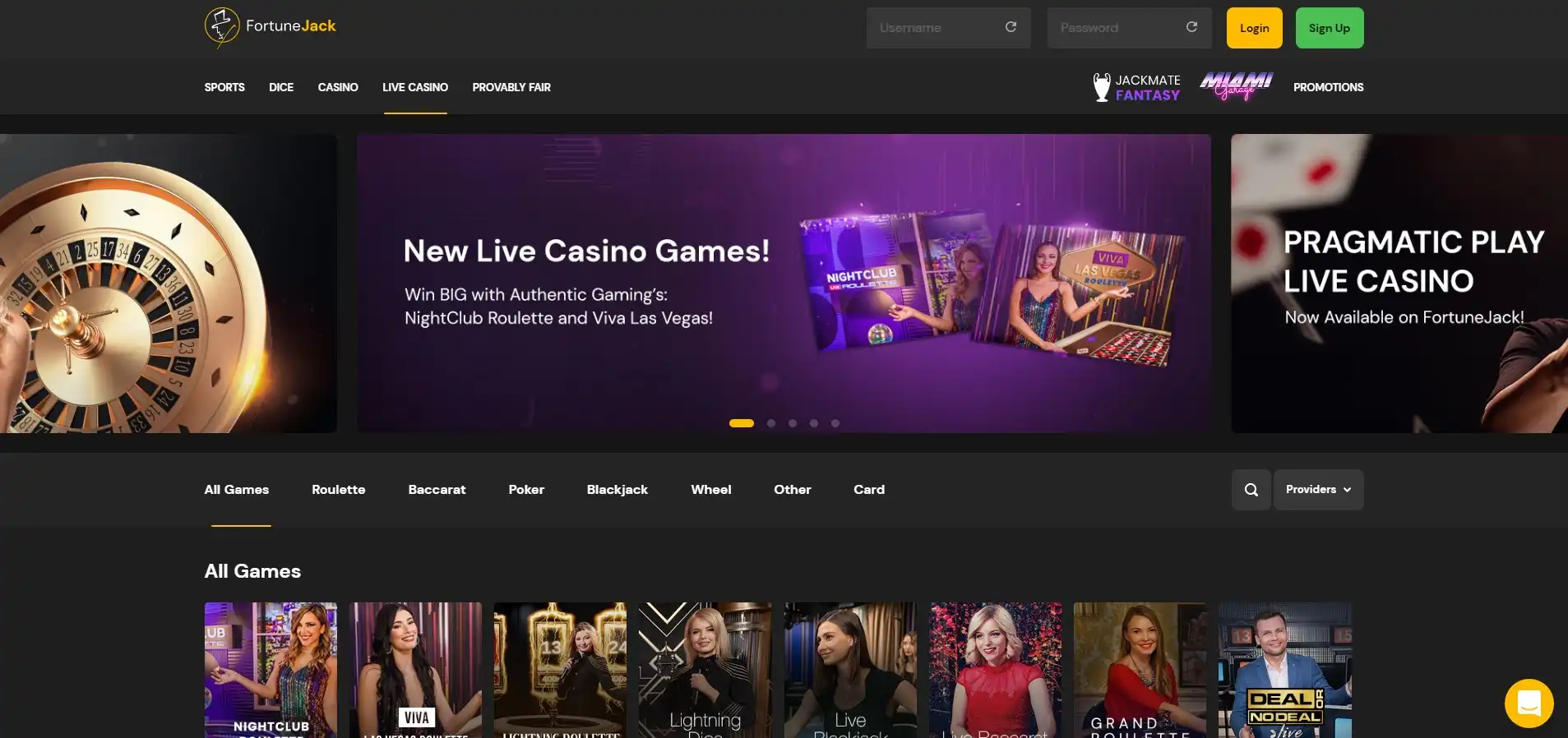 FortuneJack Casino Live Dealer Games
