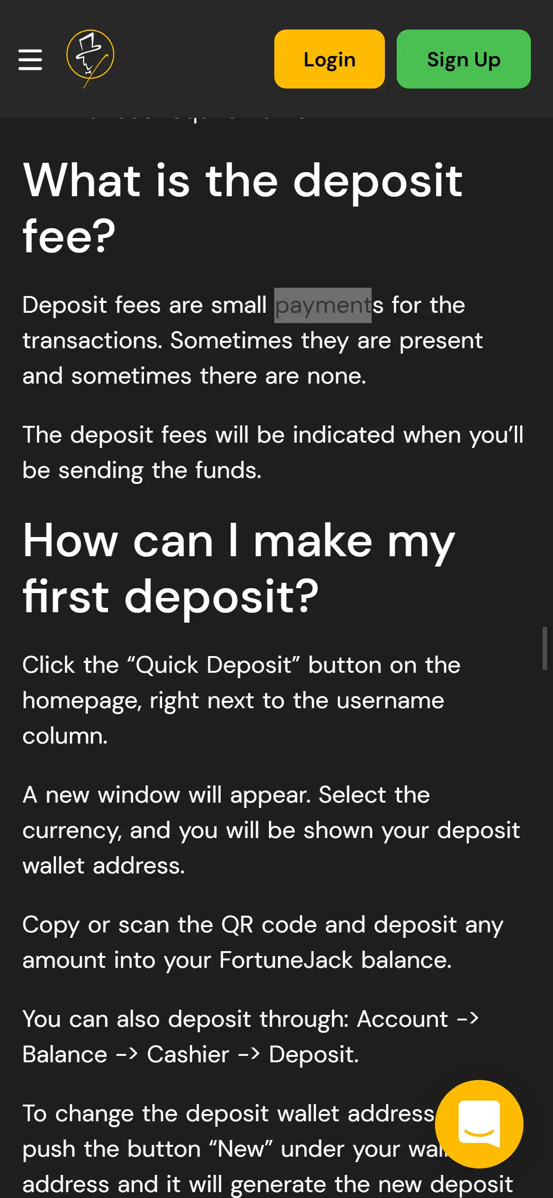FortuneJack Casino Mobile Payment Methods Review