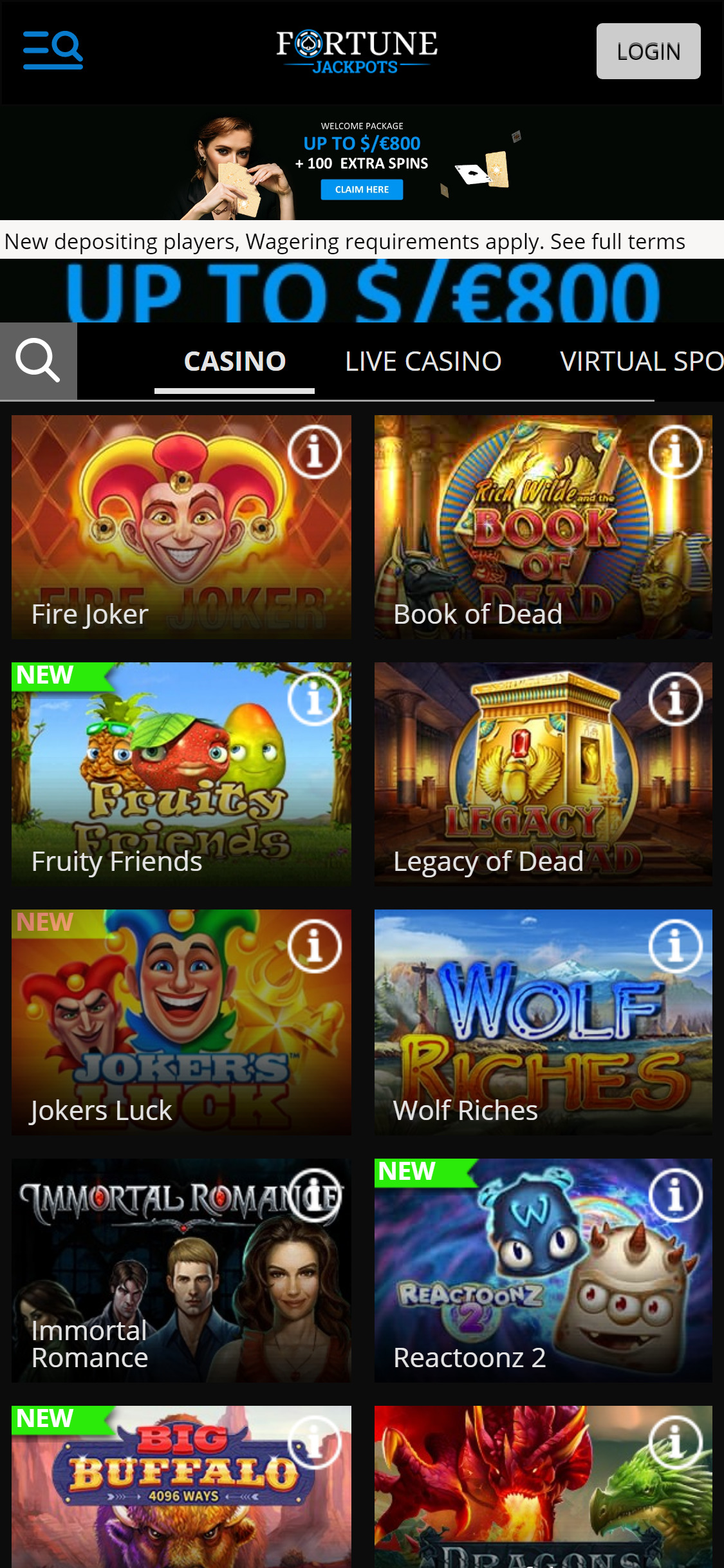 Fortune Jackpots Casino Mobile Review