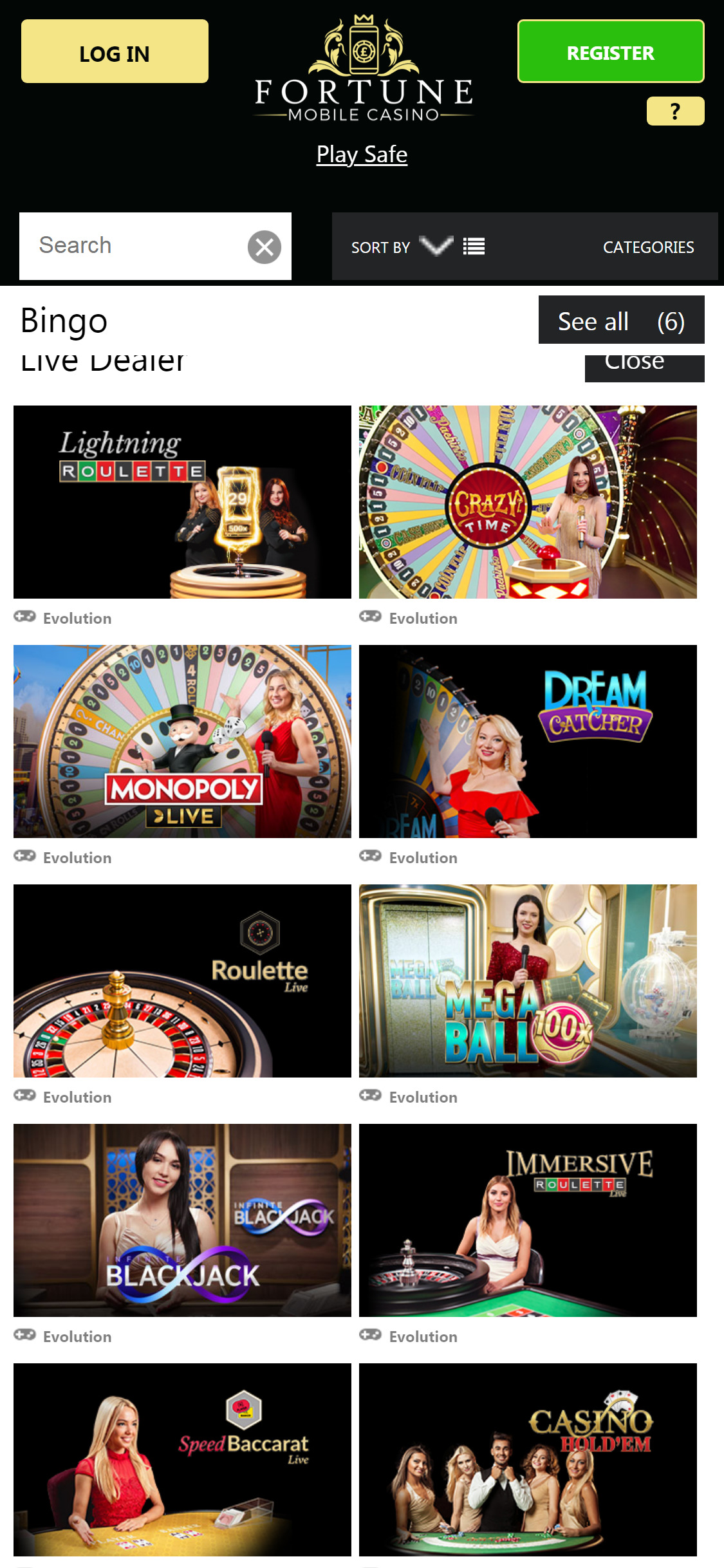 Fortune Mobile Casino Mobile Live Dealer Games Review