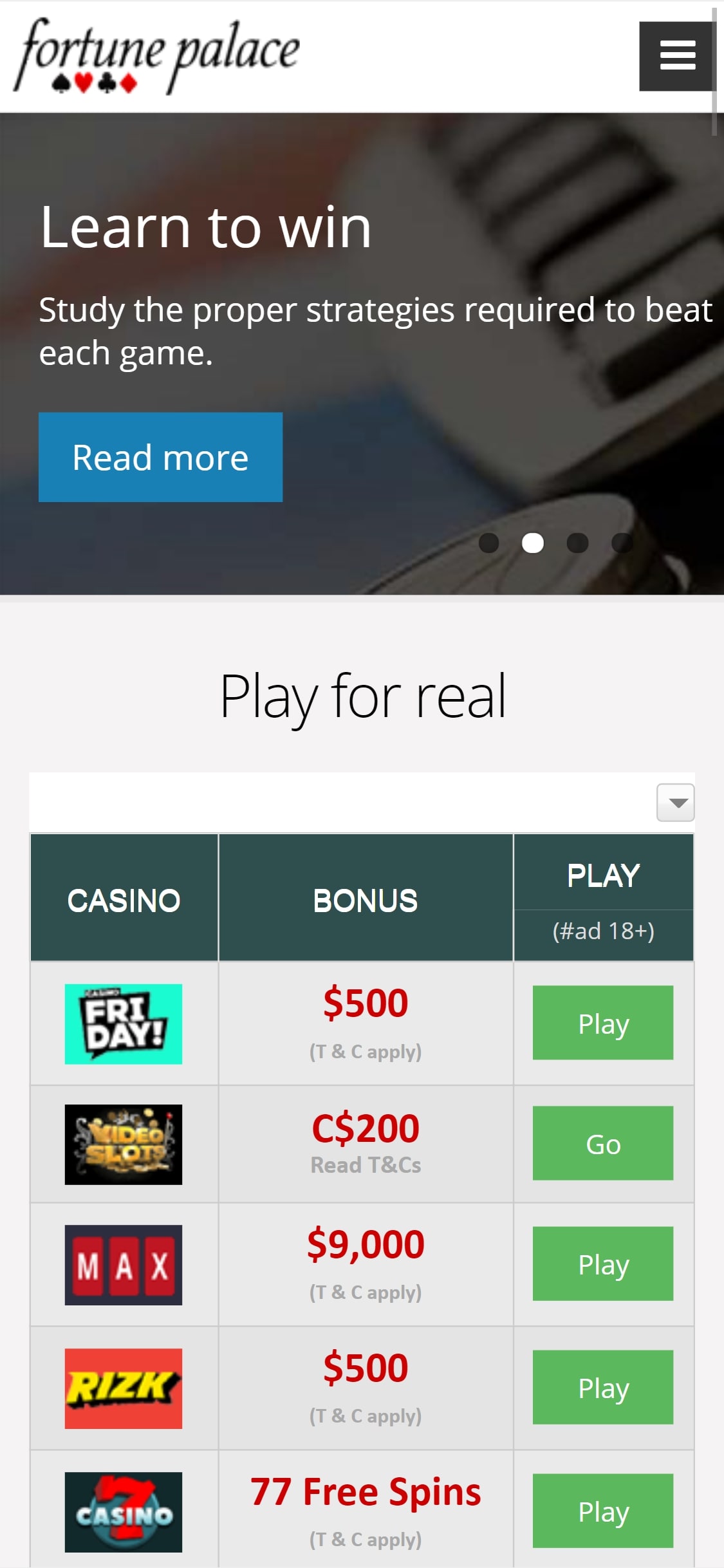 Fortune Palace Casino Mobile Review