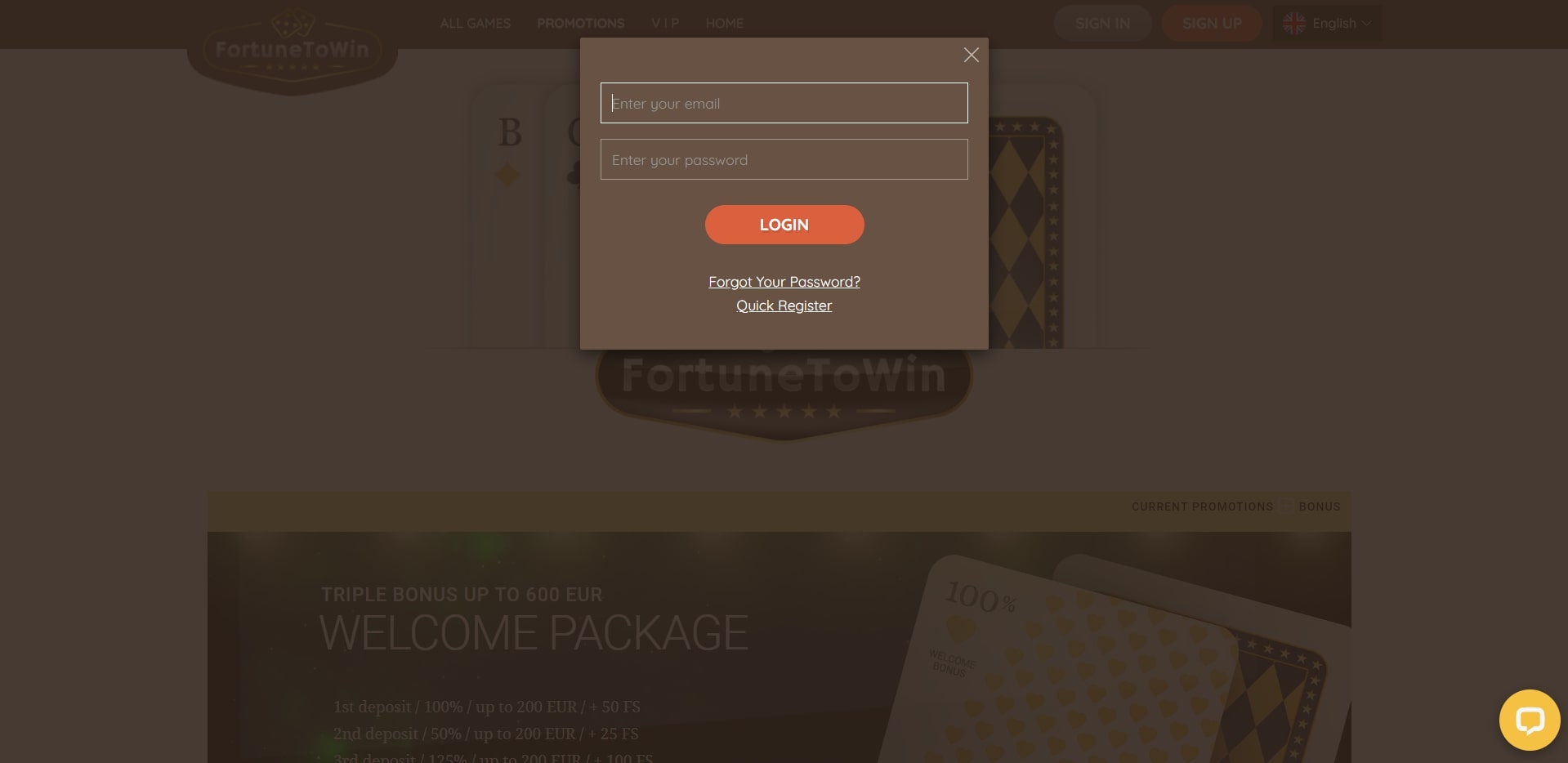 Fortune to Win Casino Login