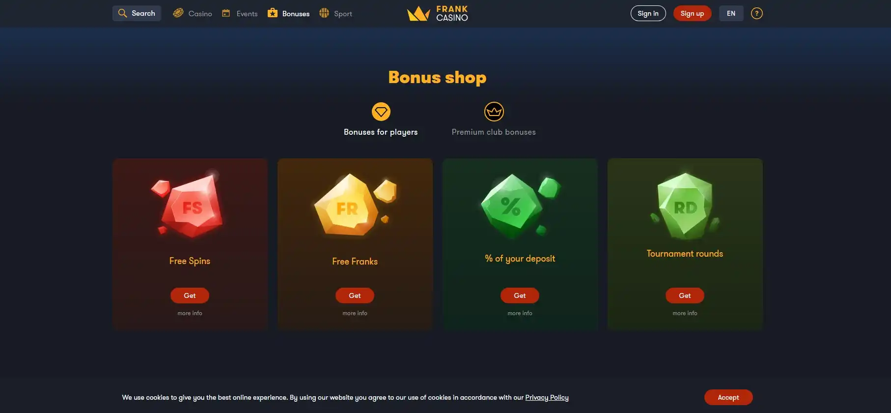 Frank Casino No Deposit Bonus