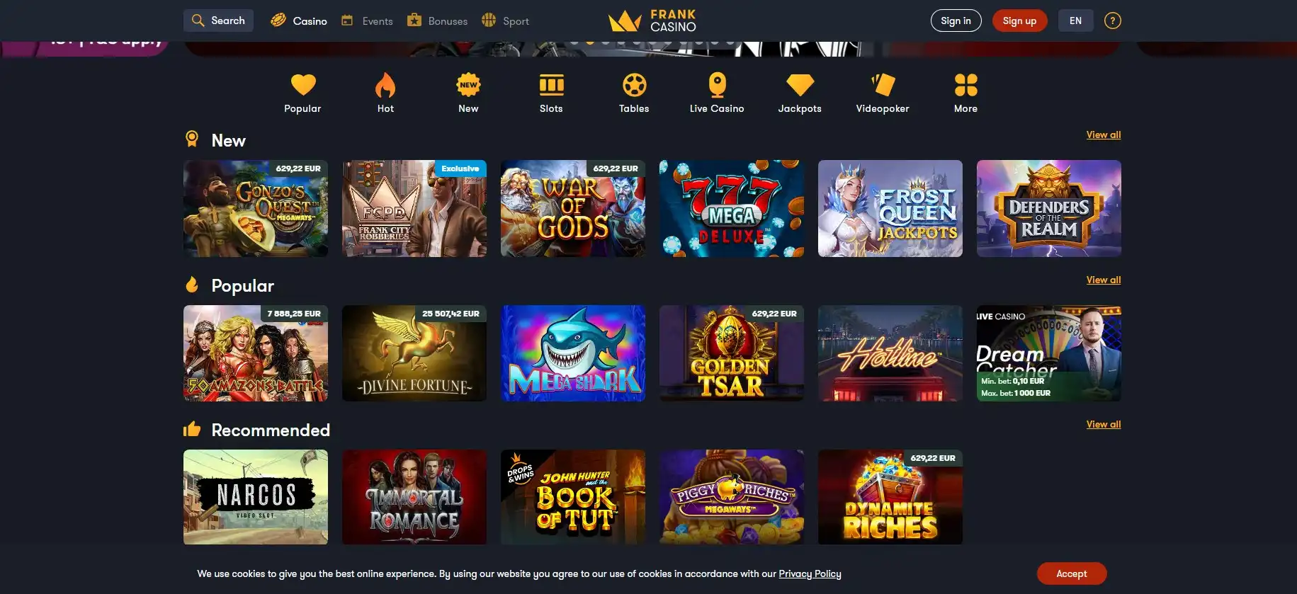 Frank Casino Games