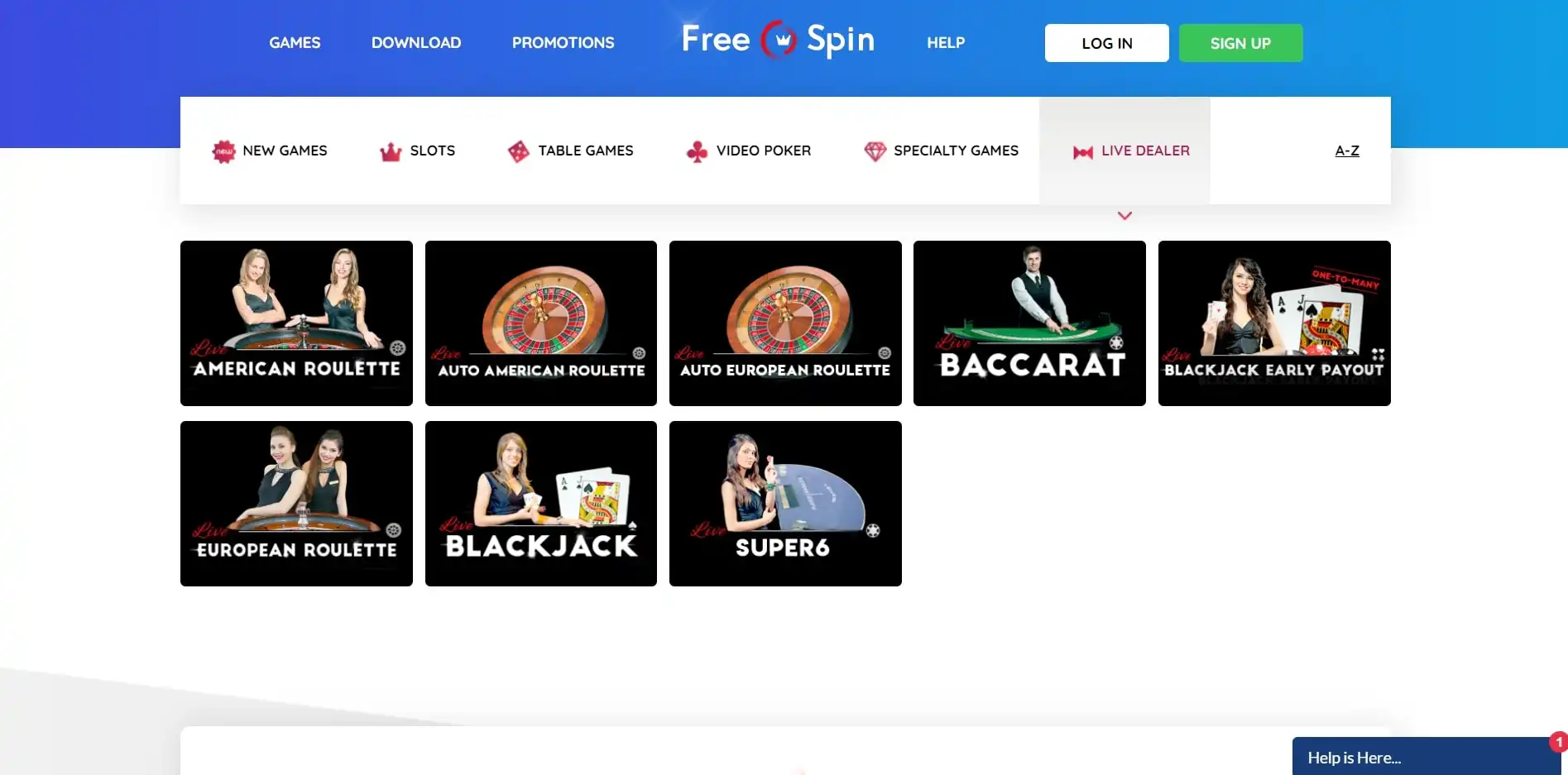 Freespin Casino Live Dealer Games