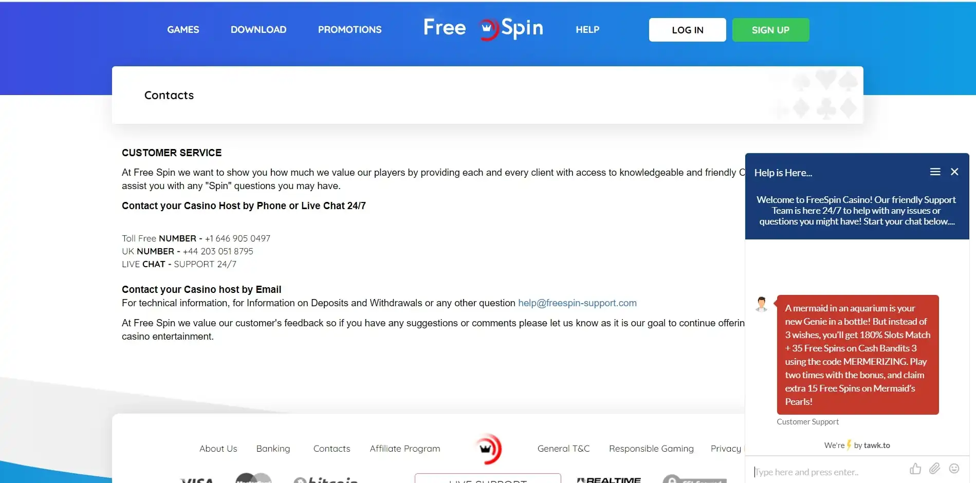 Freespin Casino Support