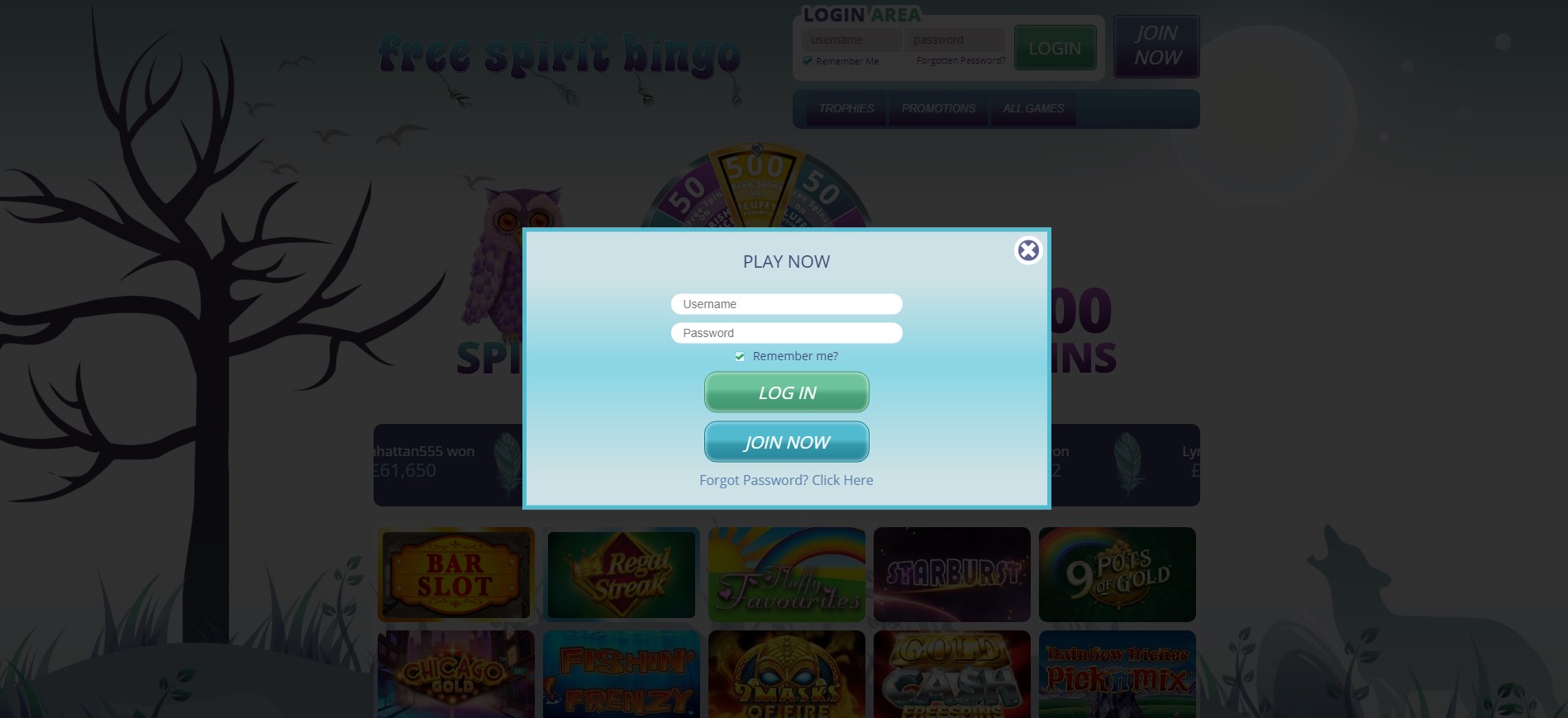 Free Spirit Bingo Casino Login