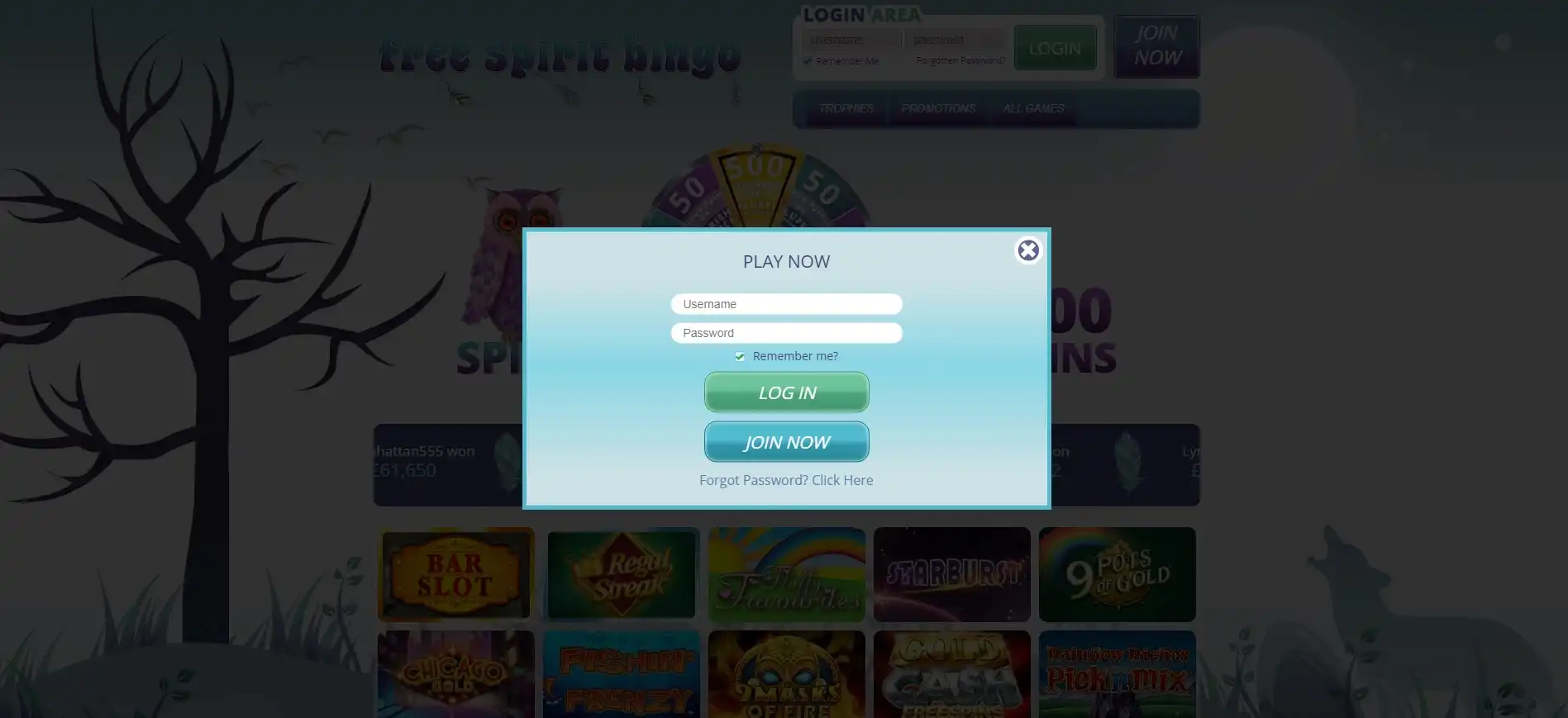Free Spirit Bingo Casino Login