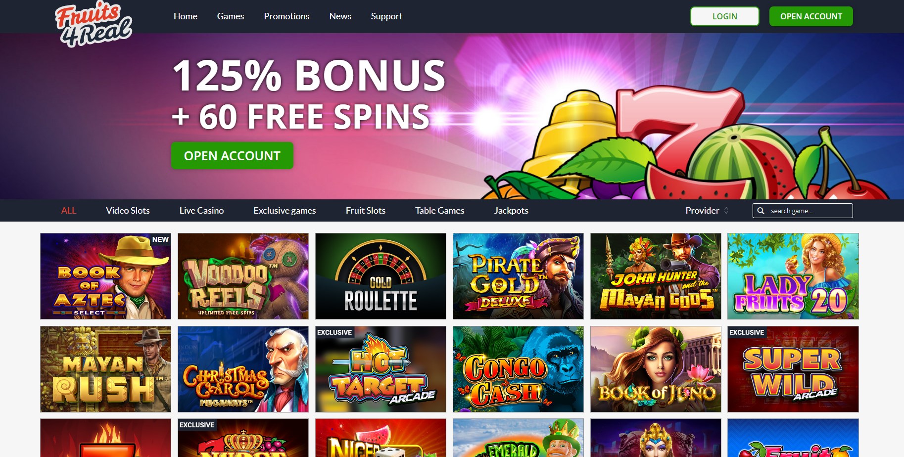 Fruits 4 Real Casino Games