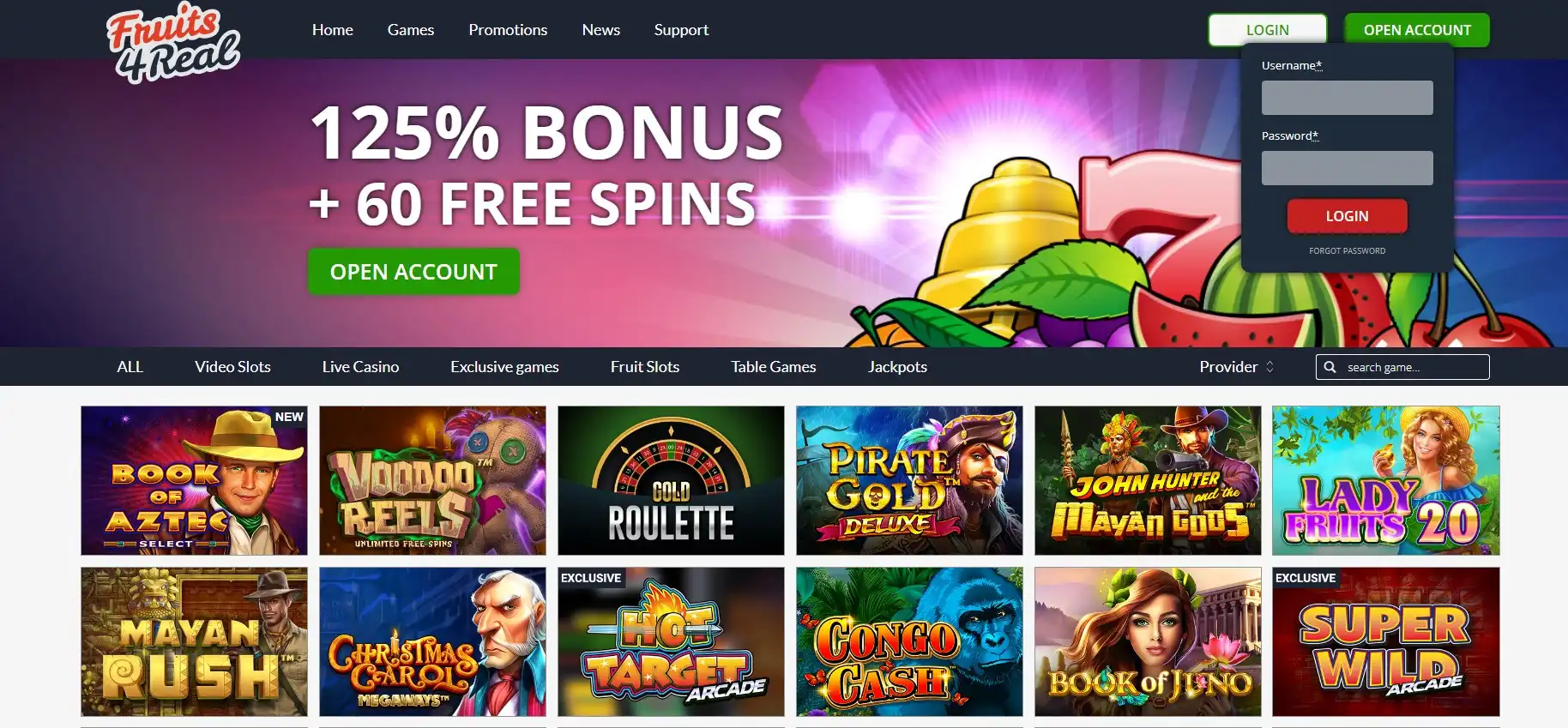 Fruits 4 Real Casino Login