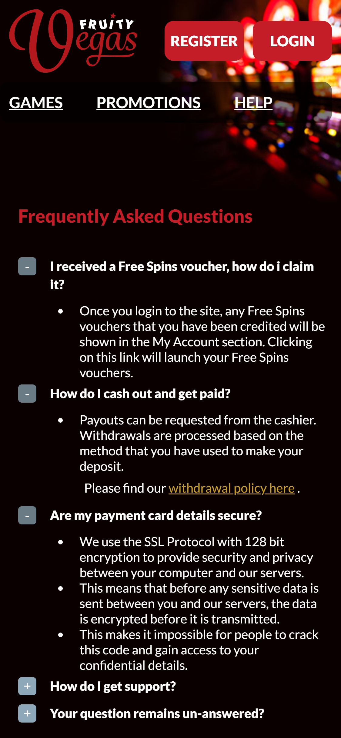 Fruity Vegas UK Casino Mobile Payment Methods Review