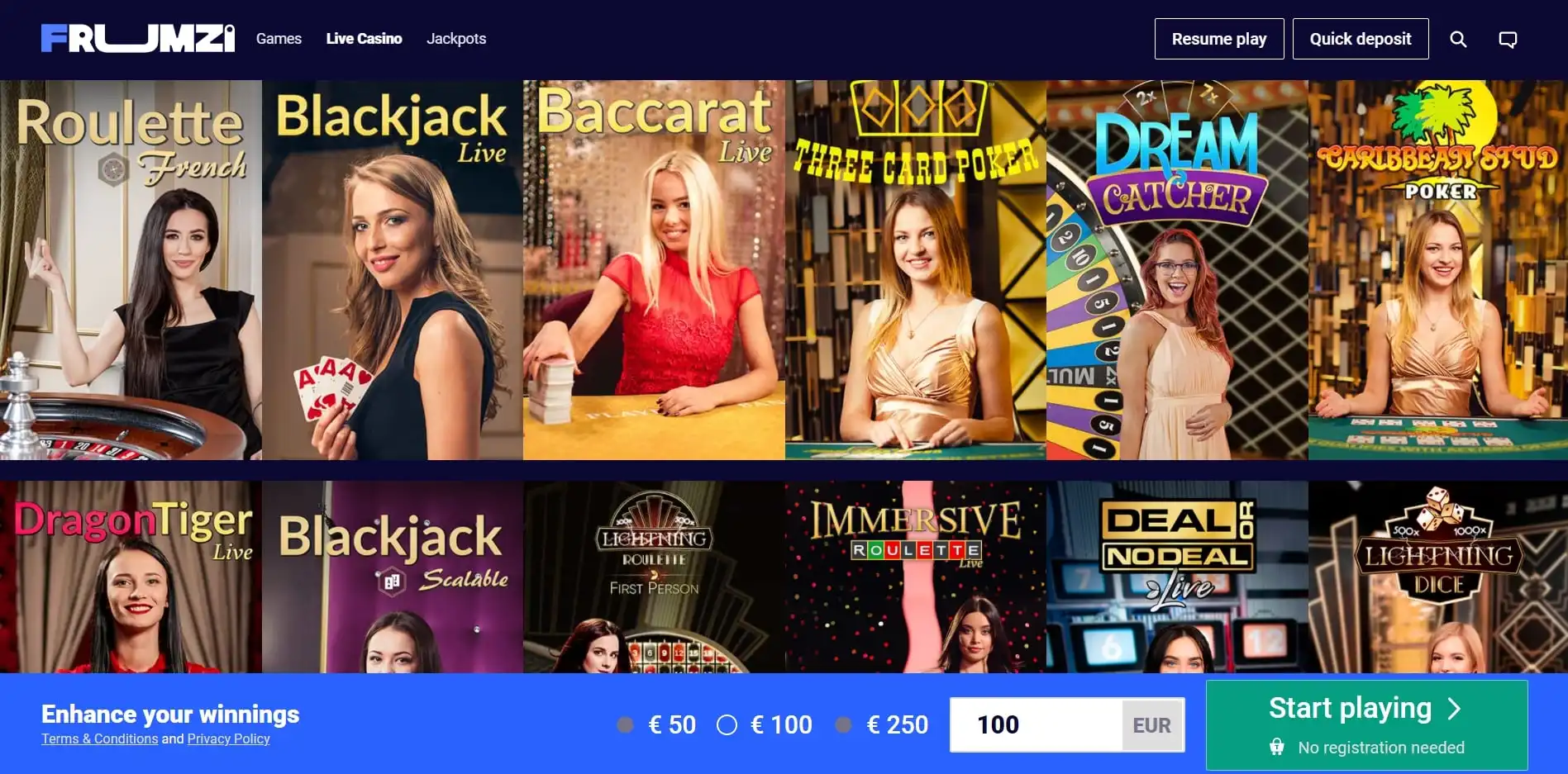 Frumzi Live Dealer Games