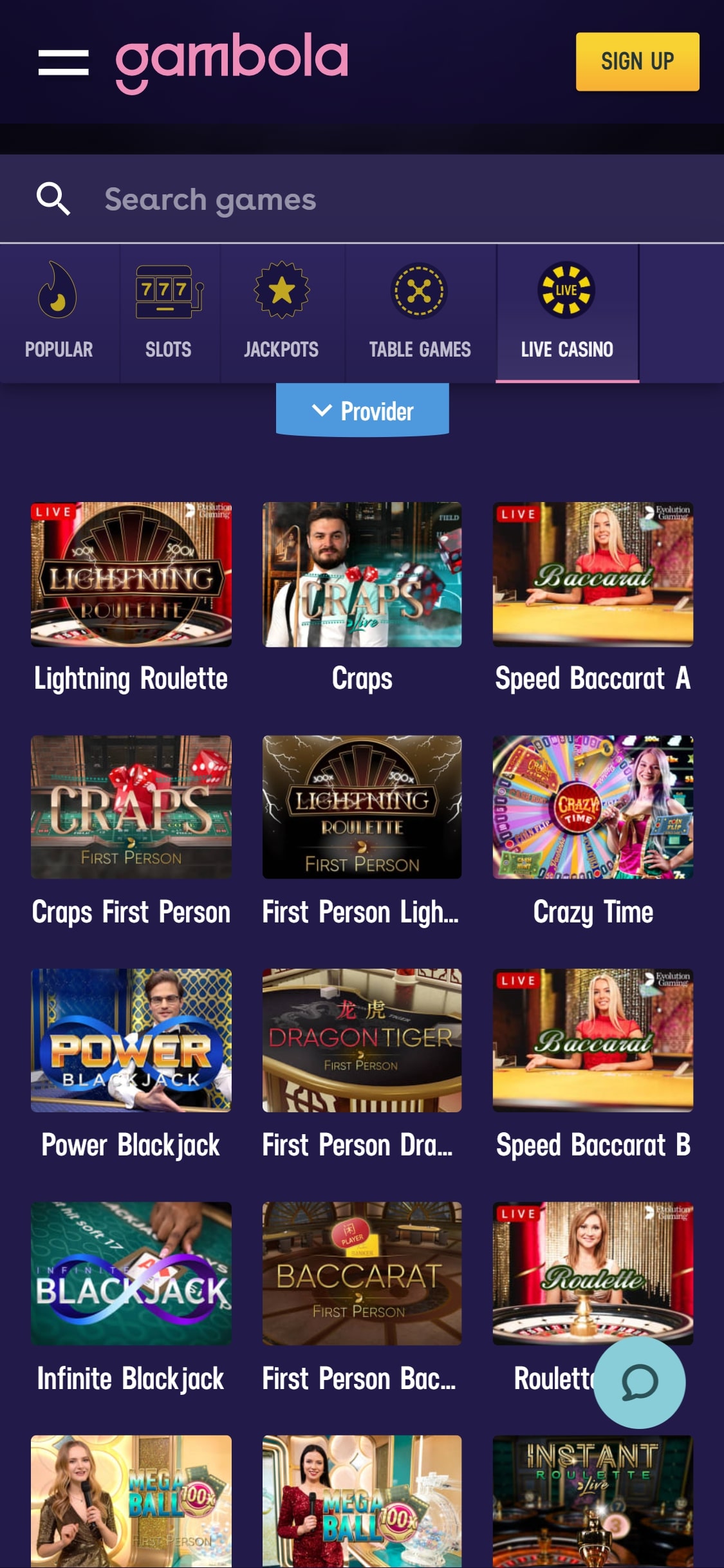 Gambola Casino Mobile Live Dealer Games Review