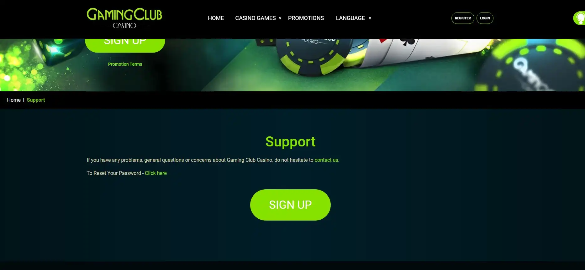 Gaming Club Casino Support