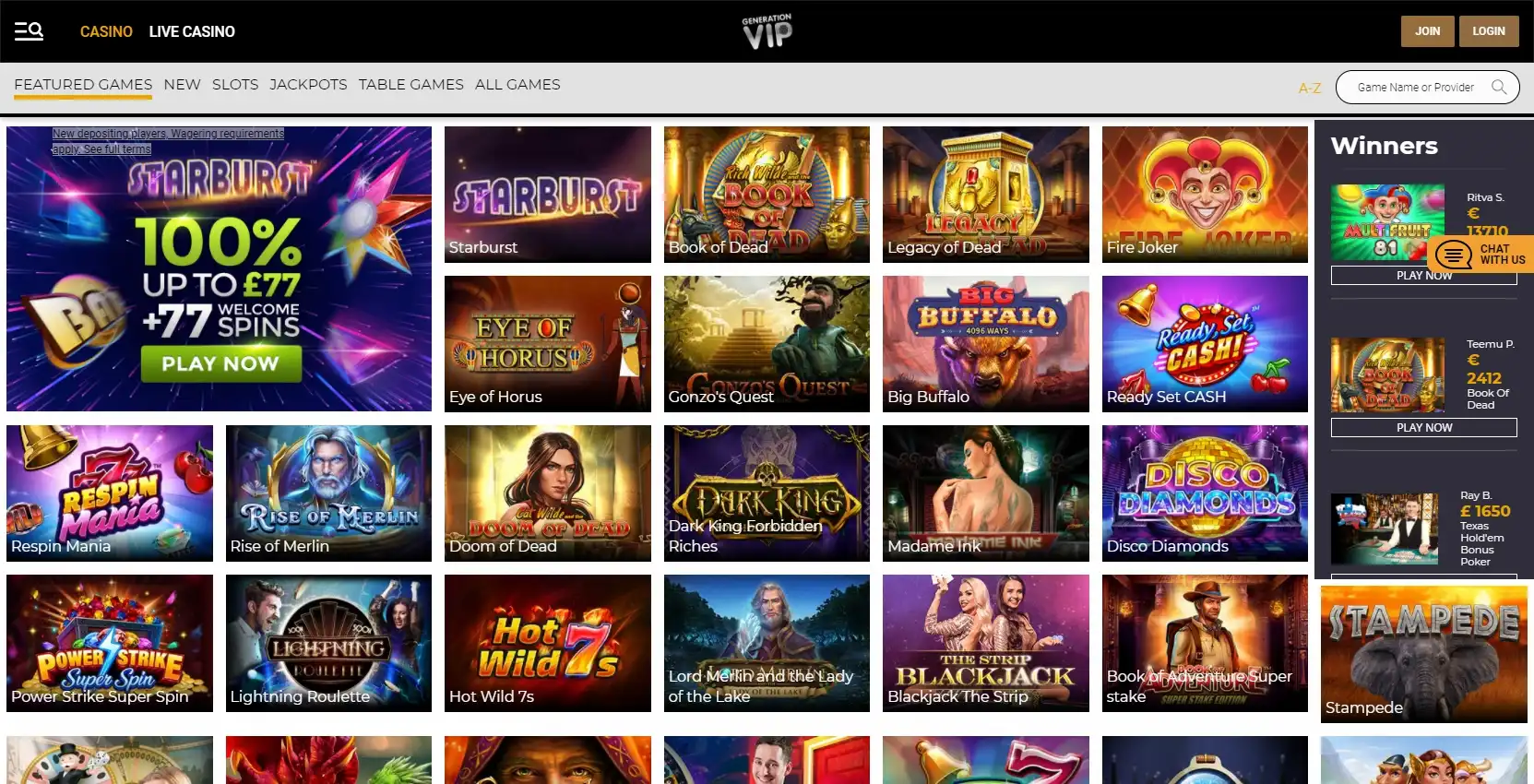 GenerationVIP Casino Games