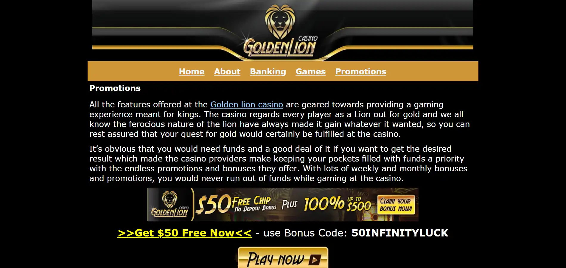 Golden Lion Casino No Deposit Bonus