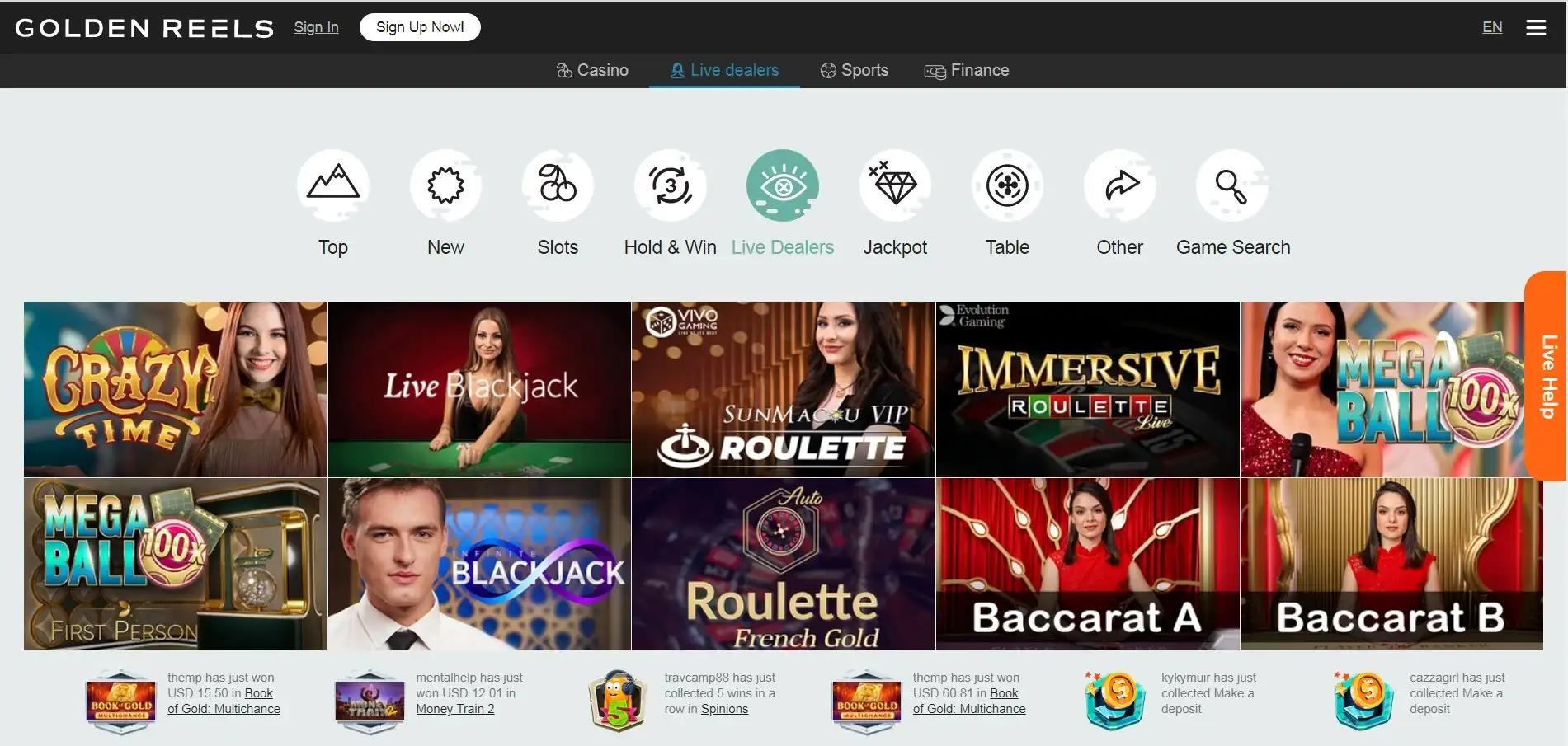 Golden Reels Live Dealer Games