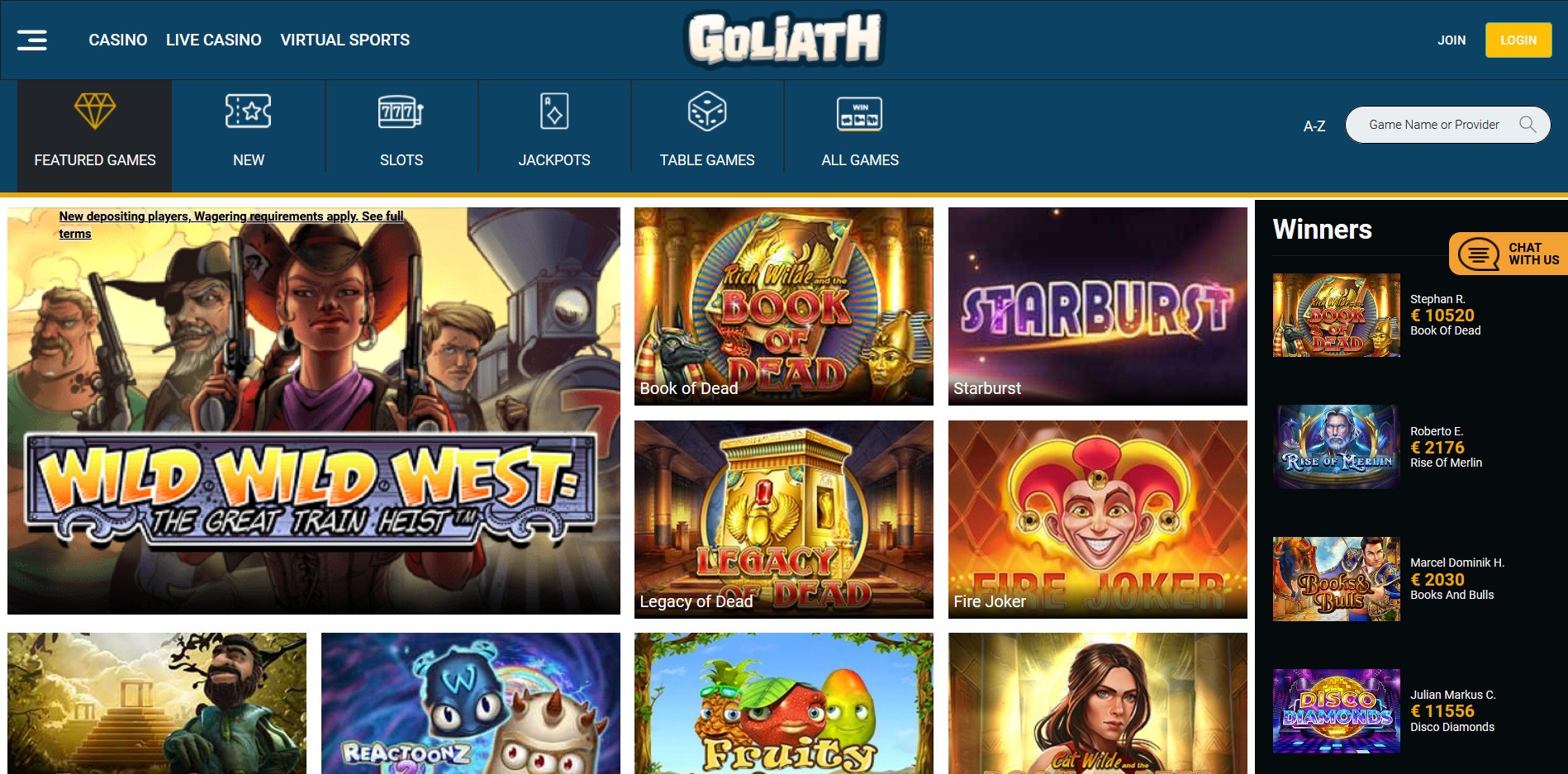 Goliath Casino Games