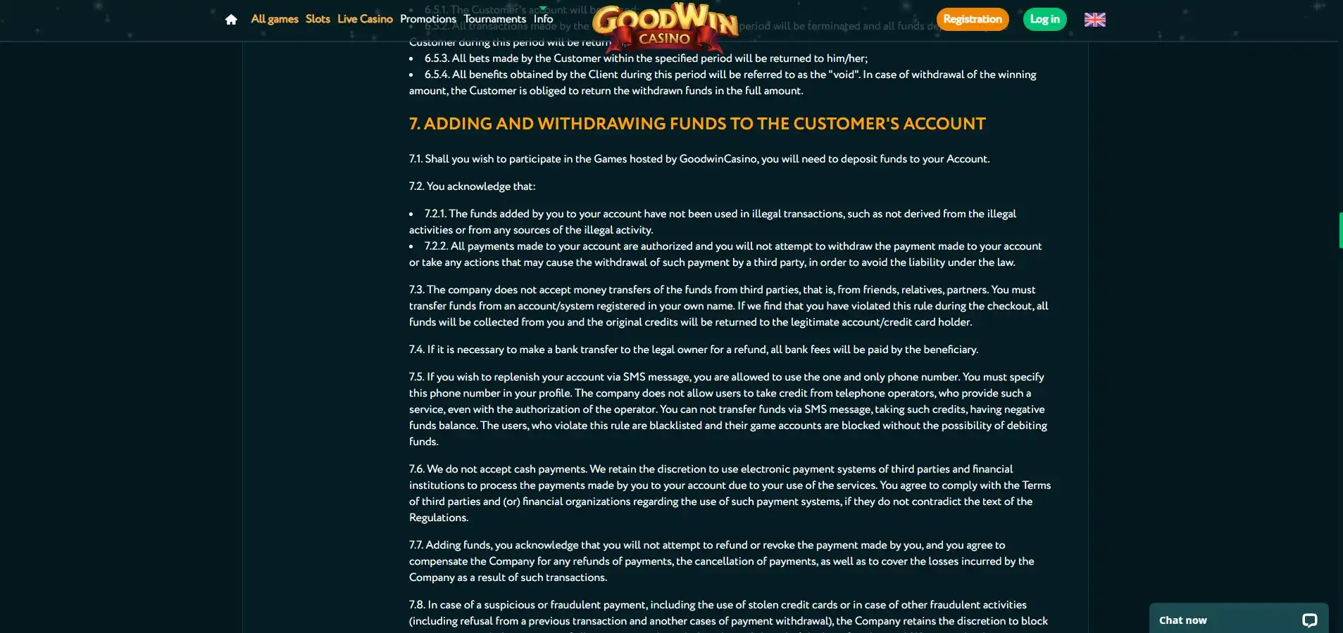 GoodWinCasino Payment Methods