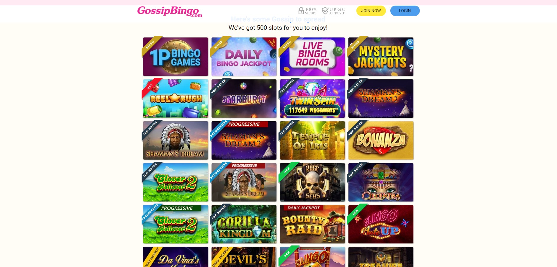 Gossip Bingo Casino Games