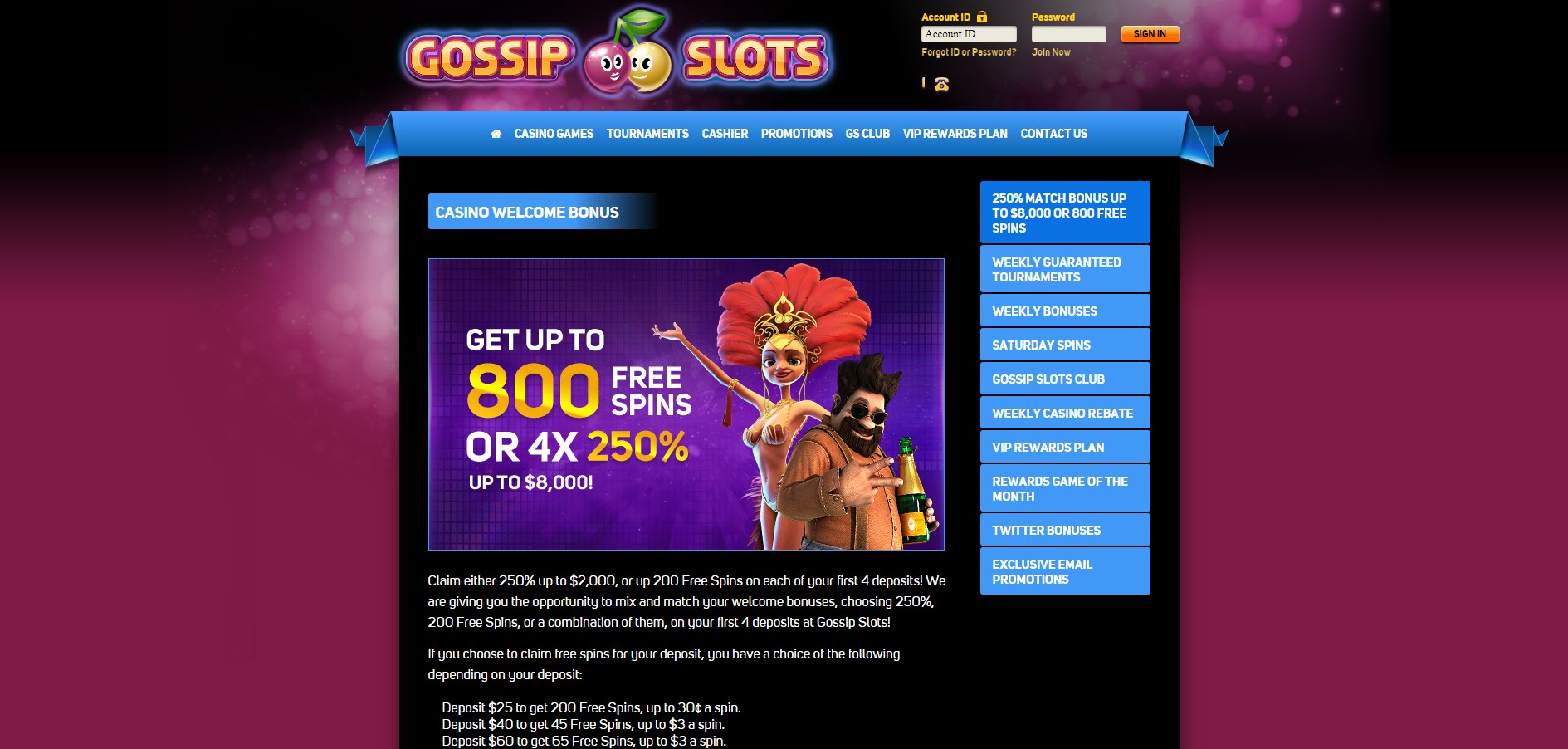 Gossip Slots Casino No Deposit Bonus