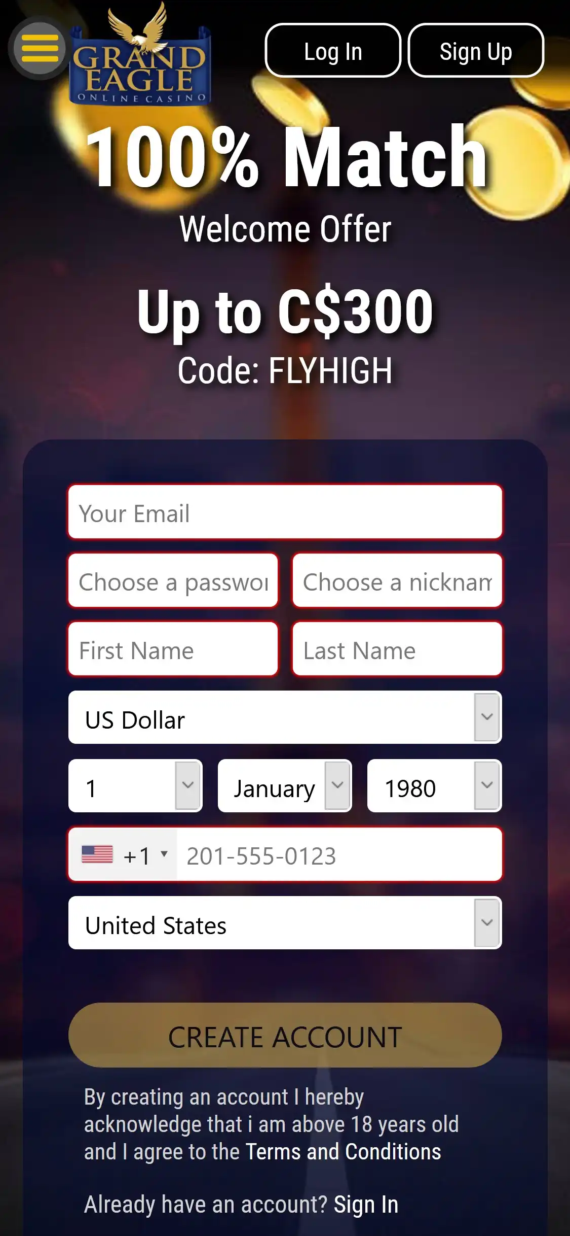Grand Eagle Casino Mobile Review