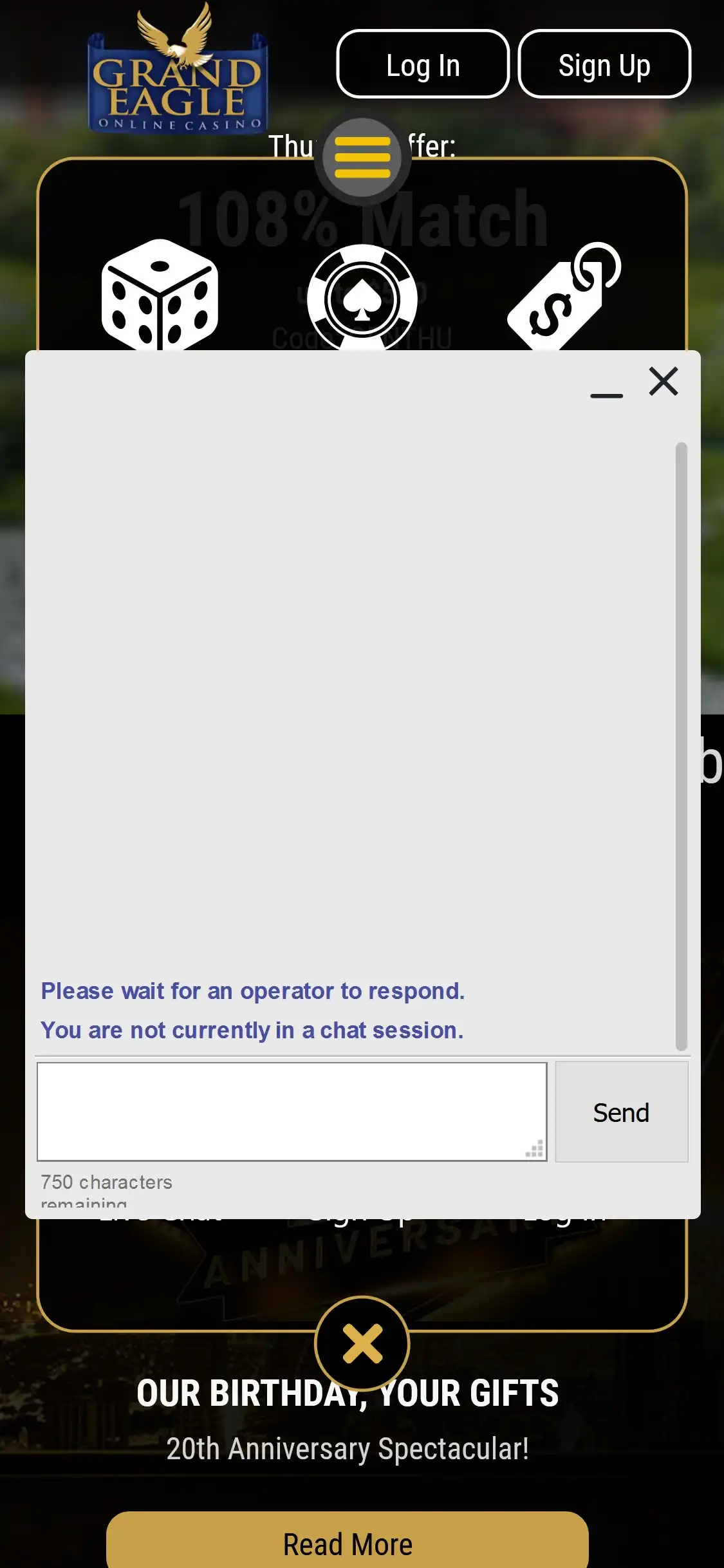 Grand Eagle Casino Mobile Support Review