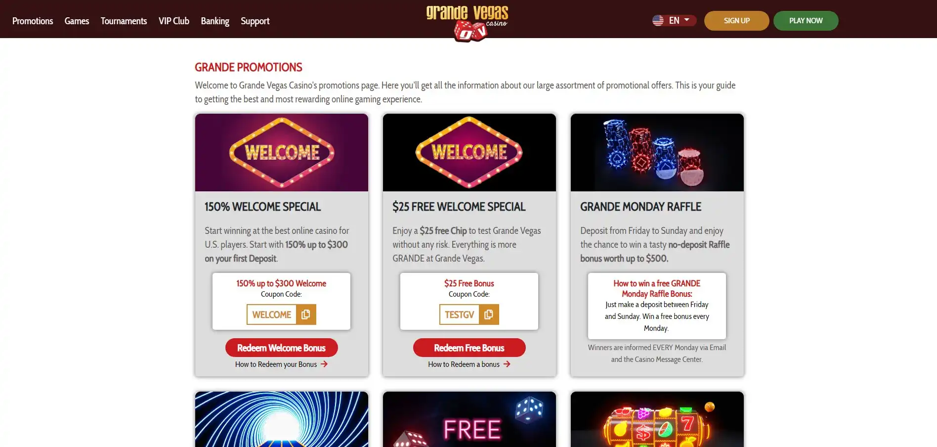 Grande Vegas Casino No Deposit Bonus