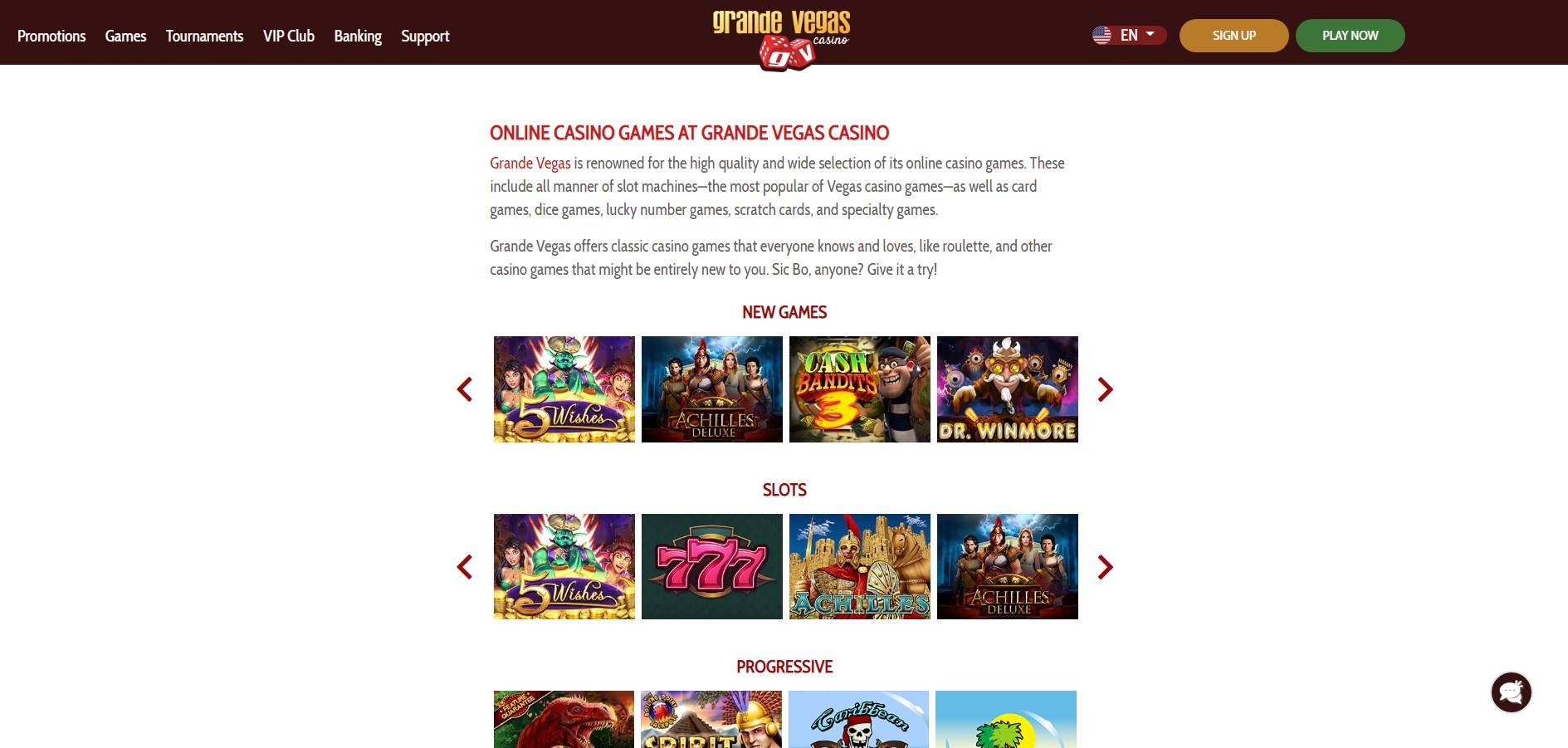 Grande Vegas Casino Games